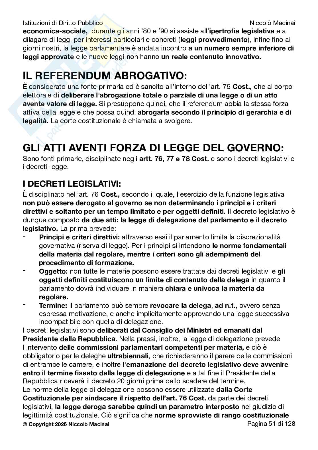 Riassunto esame Diritto costituzionale , Prof. Cardone Andrea, libro consigliato Istituzioni di diritto pubblico , Cardone, Cortese, Deffenu  Pag. 51