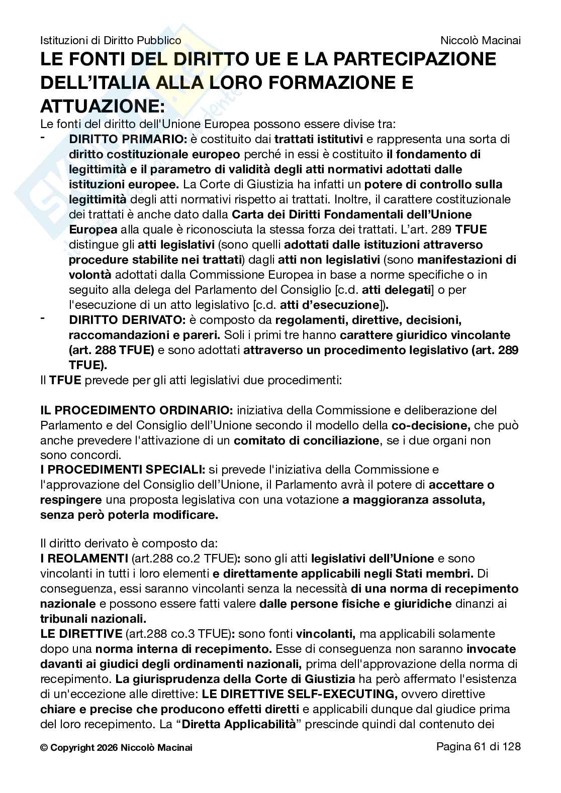 Riassunto esame Diritto costituzionale , Prof. Cardone Andrea, libro consigliato Istituzioni di diritto pubblico , Cardone, Cortese, Deffenu  Pag. 61