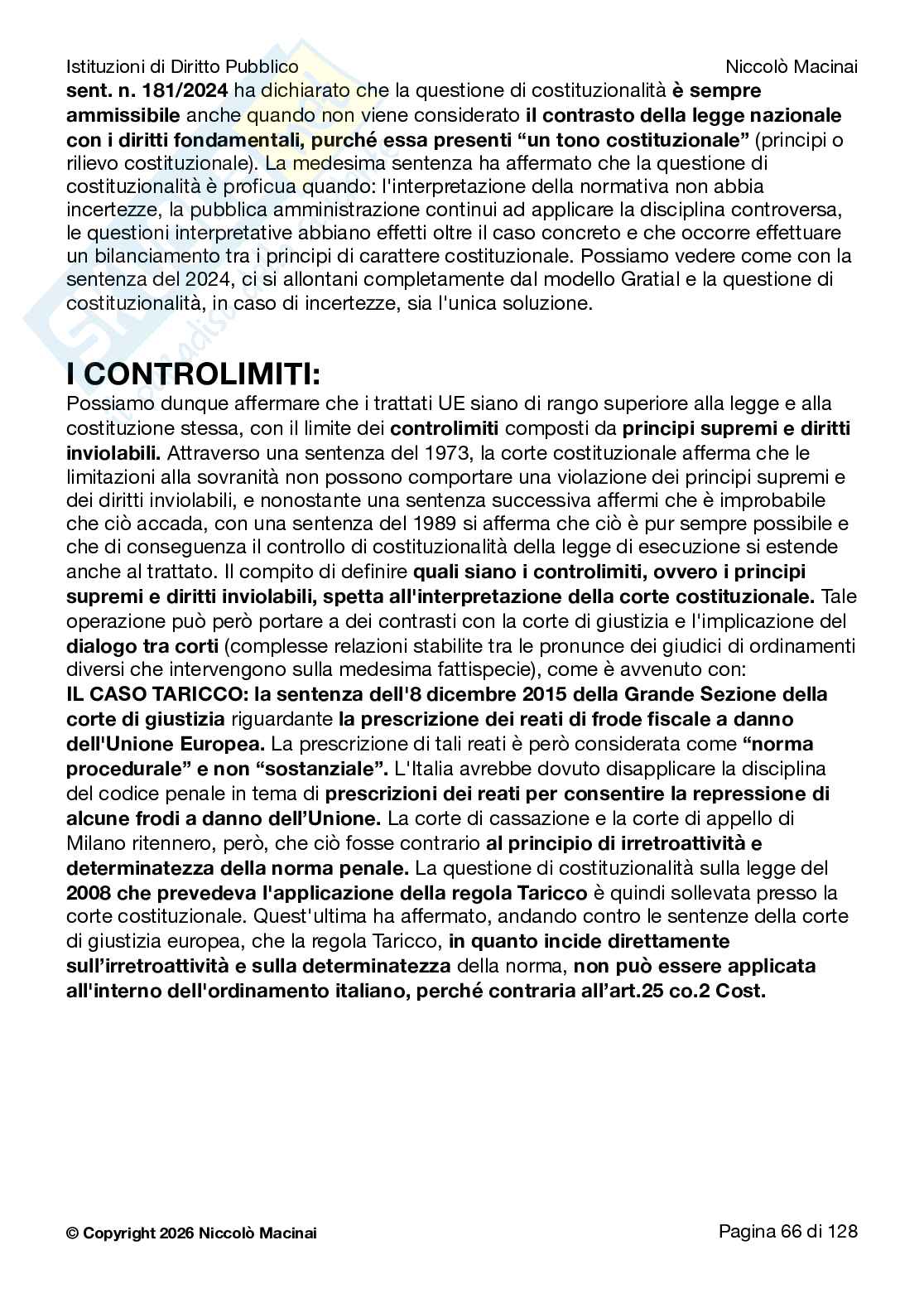 Riassunto esame Diritto costituzionale , Prof. Cardone Andrea, libro consigliato Istituzioni di diritto pubblico , Cardone, Cortese, Deffenu  Pag. 66