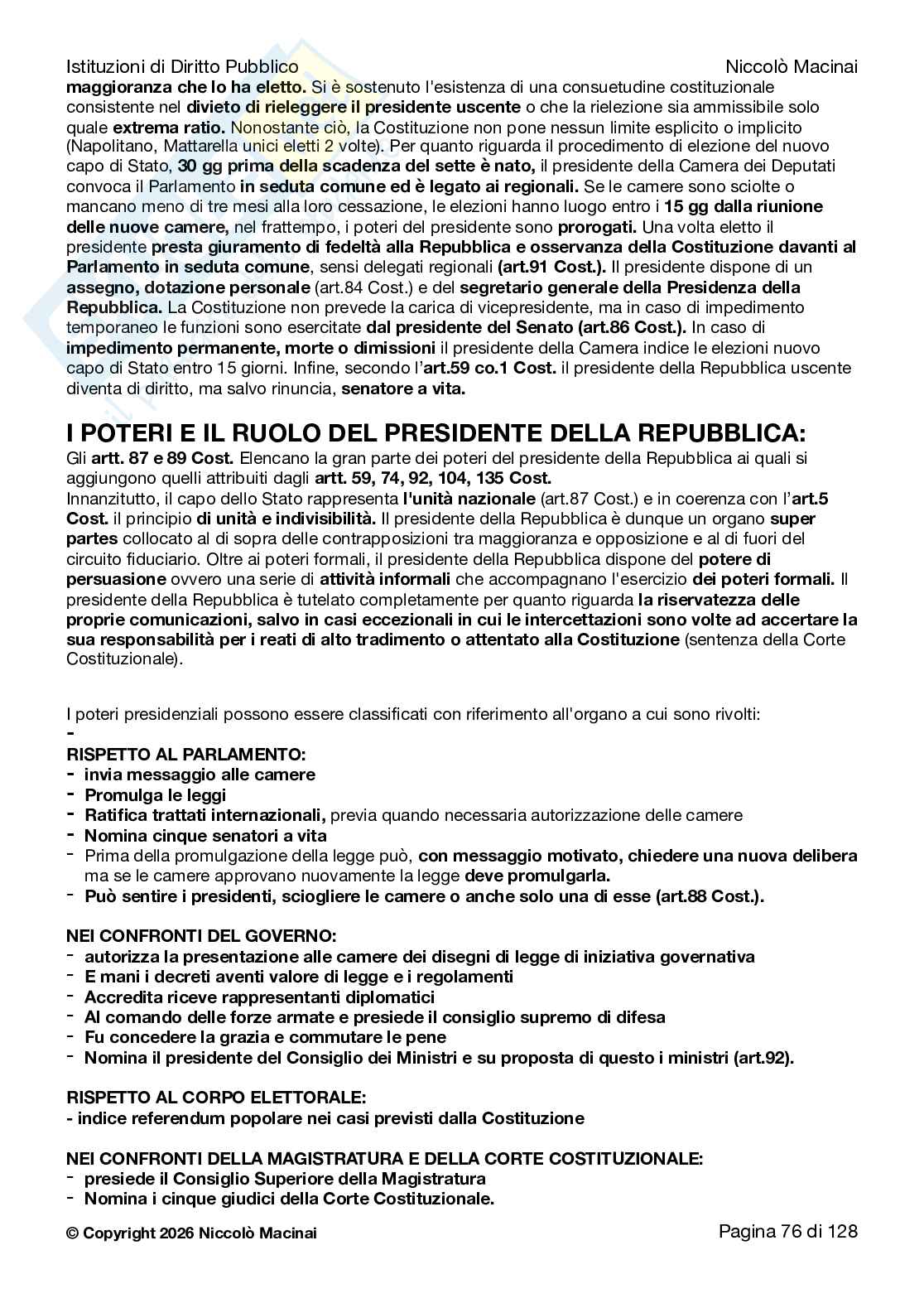 Riassunto esame Diritto costituzionale , Prof. Cardone Andrea, libro consigliato Istituzioni di diritto pubblico , Cardone, Cortese, Deffenu  Pag. 76