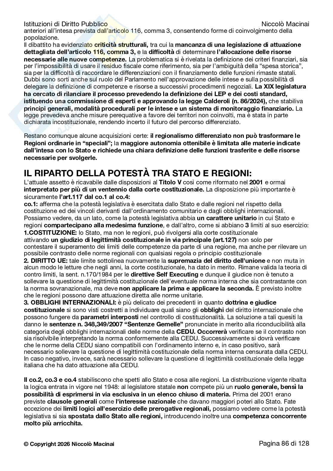 Riassunto esame Diritto costituzionale , Prof. Cardone Andrea, libro consigliato Istituzioni di diritto pubblico , Cardone, Cortese, Deffenu  Pag. 86
