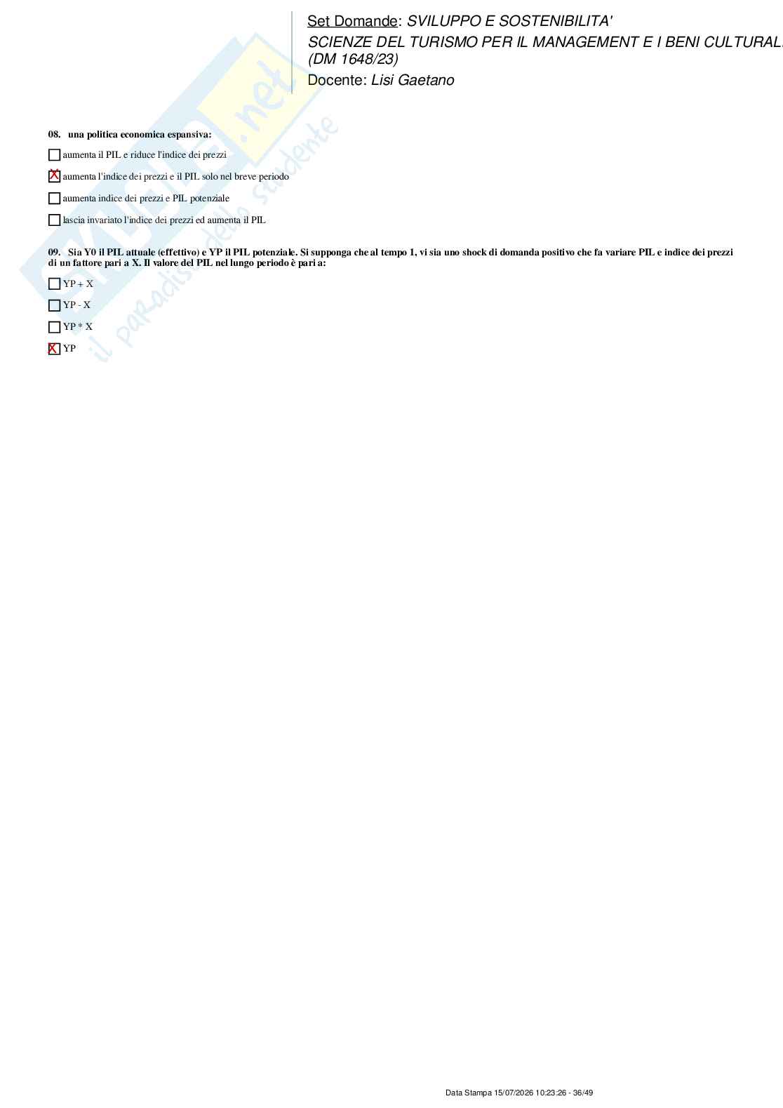 Paniere nuovo (2026) di Sviluppo e sostenibilità Pag. 36