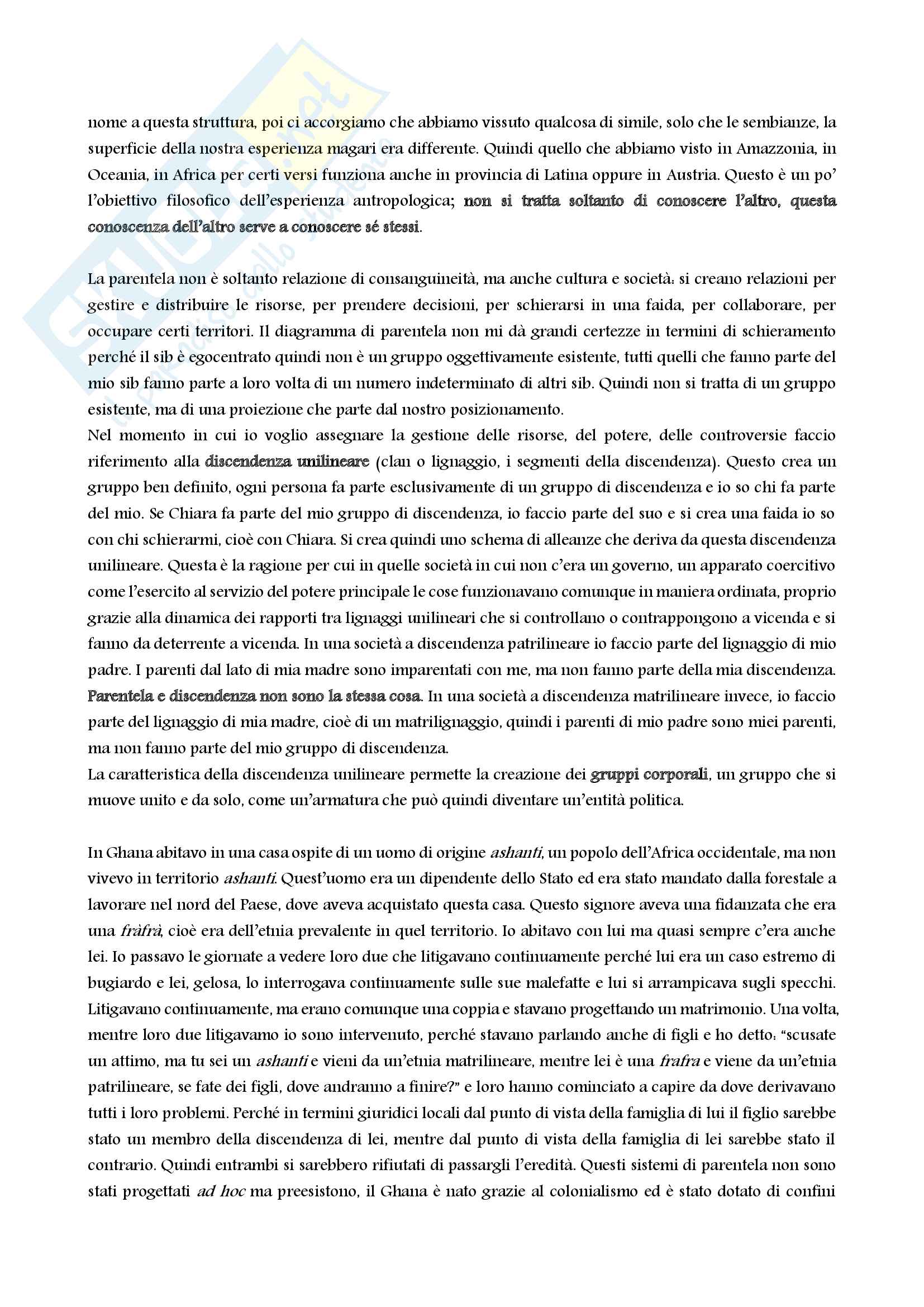 Appunti antropologia culturale. Prof. Mangiameli. Libro consigliato Elementi di antropologia culturale Pag. 26