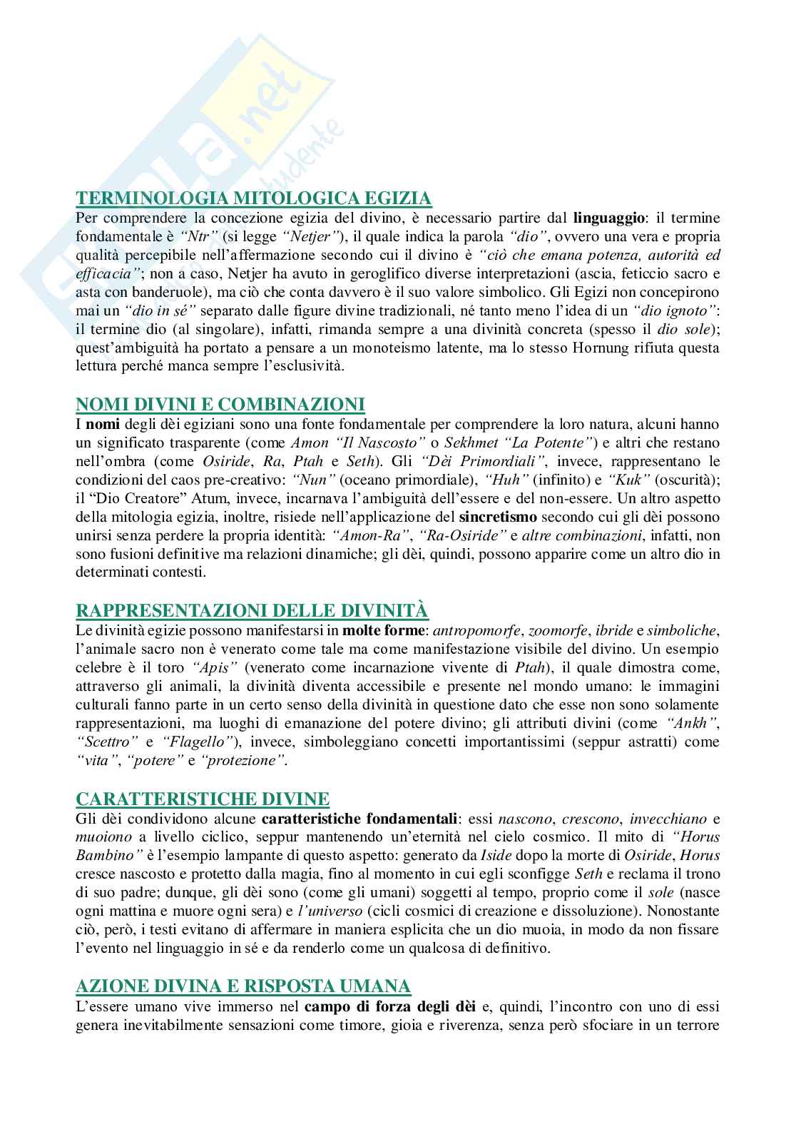 Riassunto esame Egittologia, Prof. Buzi Paola, libro consigliato Gli dèi Dell'Antico Egitto, Hornung Pag. 11