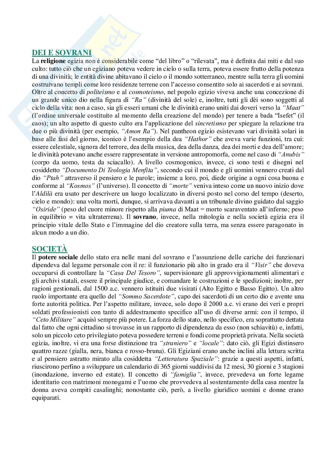 Riassunto esame Egittologia, Prof. Buzi Paola, libro consigliato Gli dèi Dell'Antico Egitto, Hornung Pag. 2