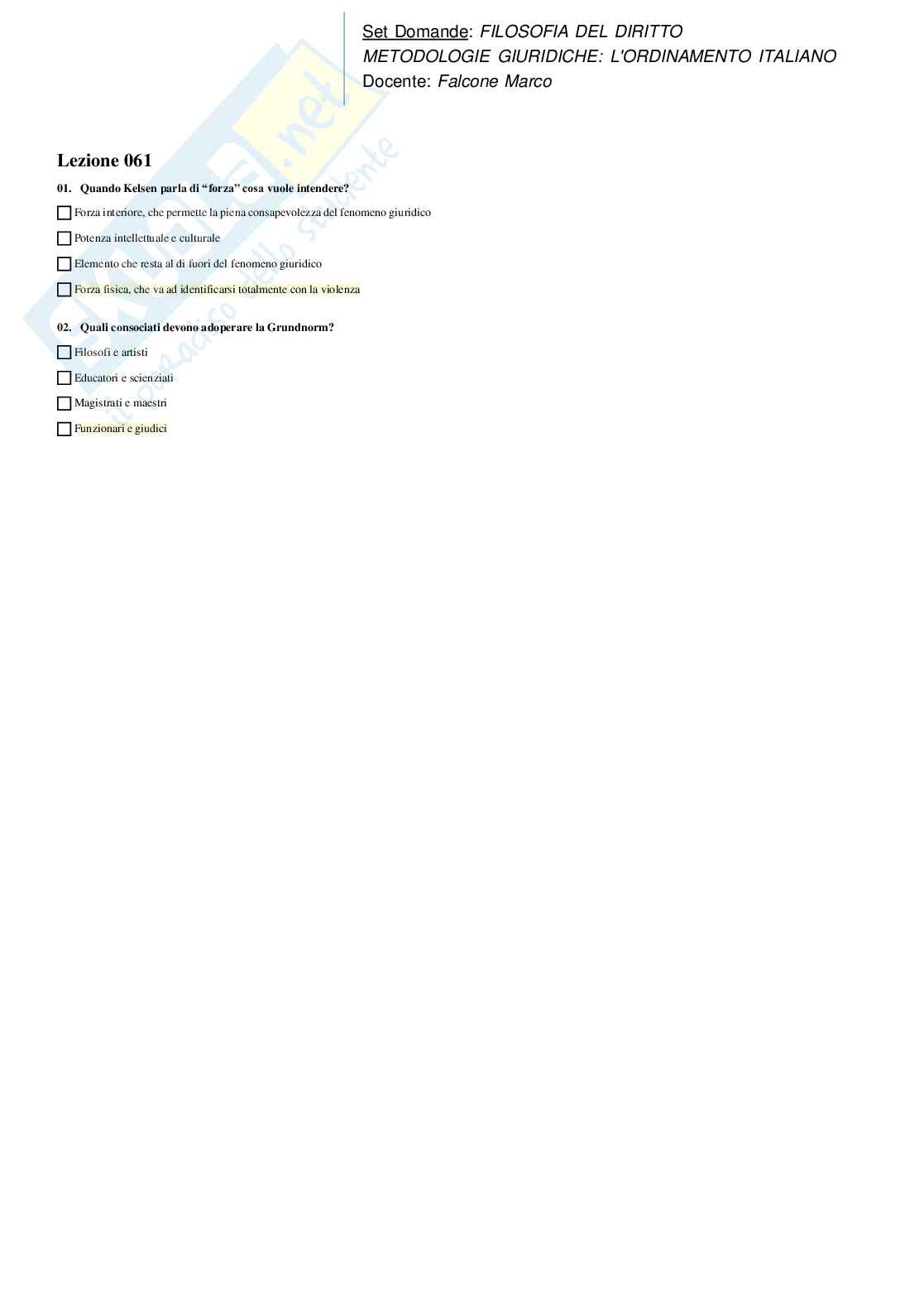 Set domande Filosofia del diritto Pag. 61