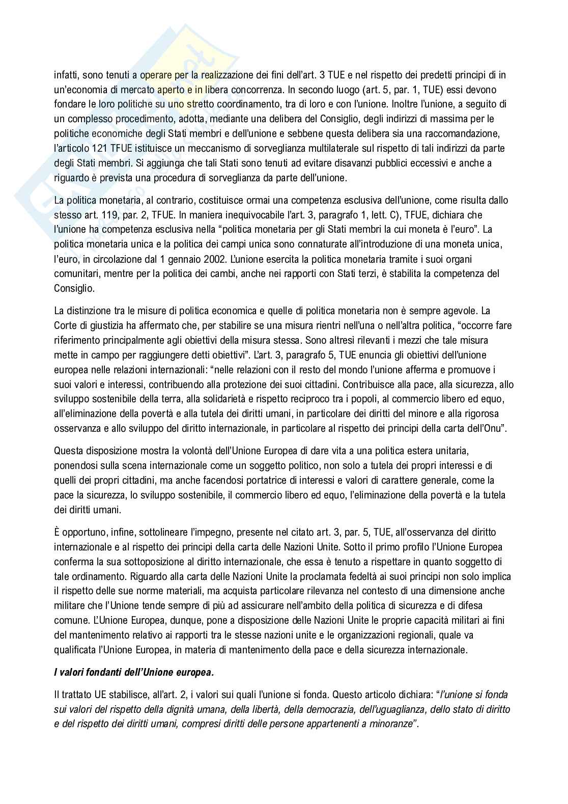 Riassunto esame Diritto dell'Unione Europea , Prof. Seatzu Francesco, libro consigliato Istituzioni di diritto dell’Unione Europea , Ugo Villani Pag. 11