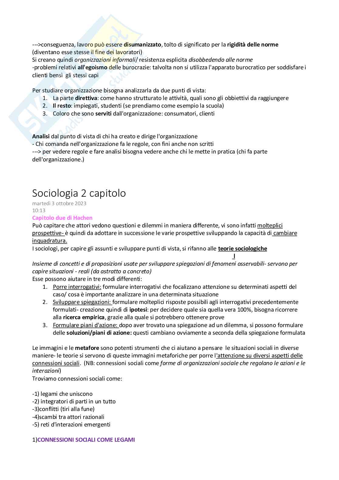 Riassunto esame Sociologia, Prof. Arnaldi Simone, libro consigliato La sociologia in azione, Hachen Pag. 6