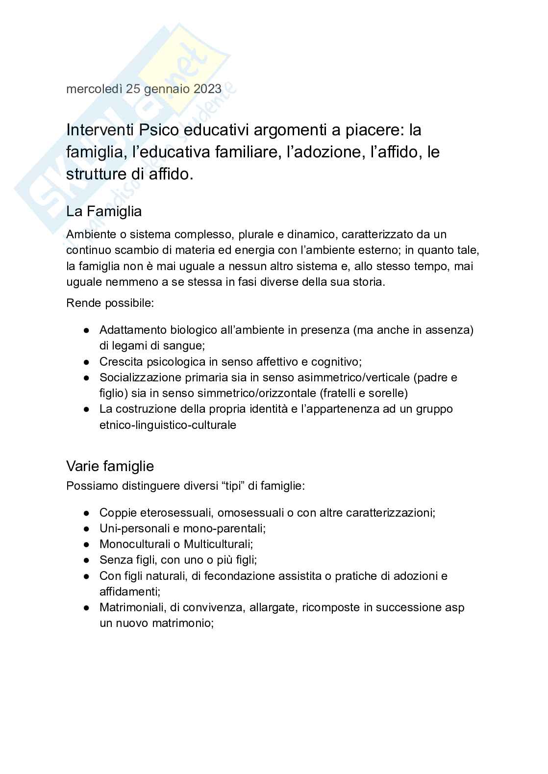 Appunti Interventi psicoeducativi nelle comunità socio-assistenziali Pag. 1