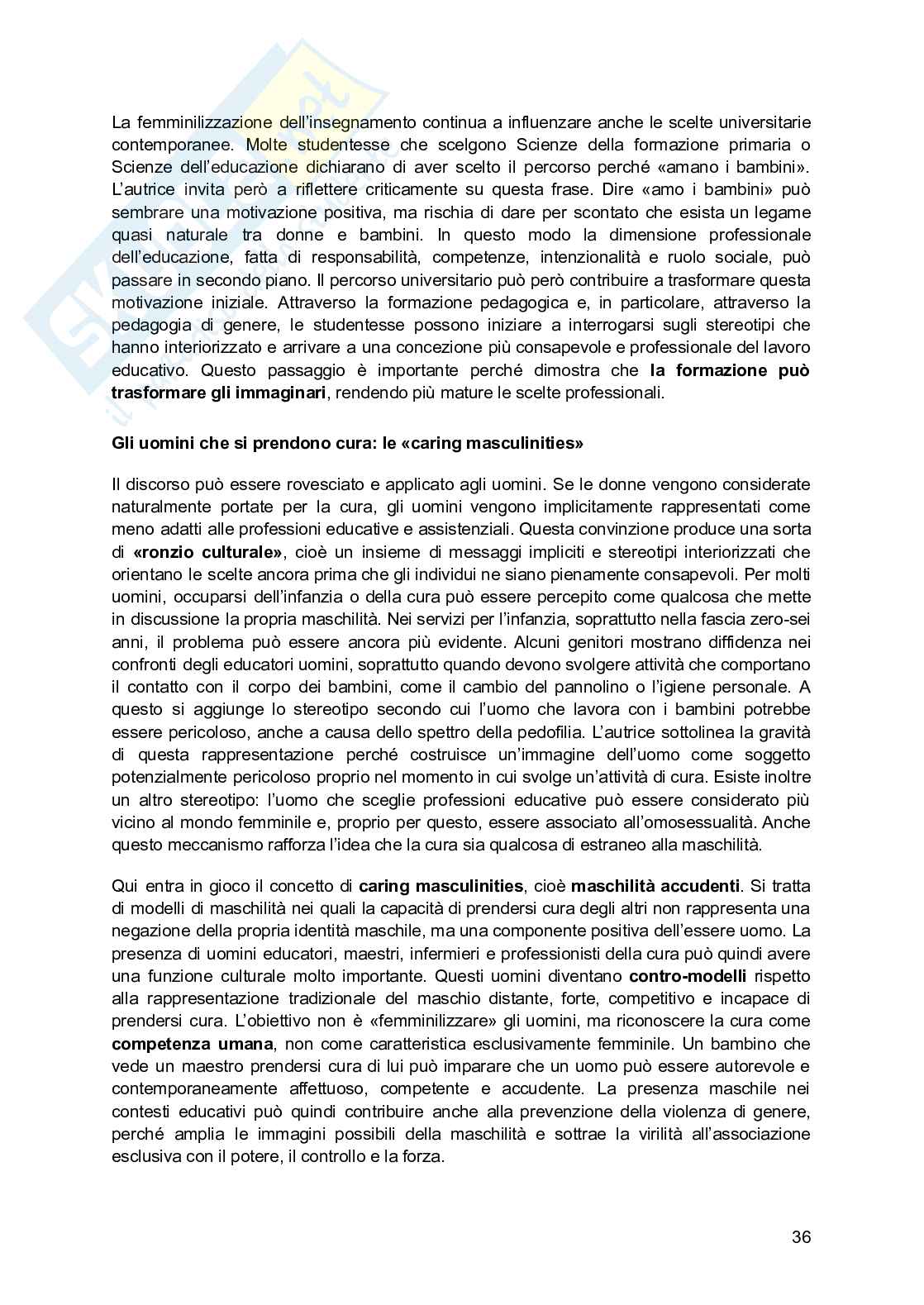Riassunto esame Pedagogia di genere, Prof. Biemmi Irene, libro consigliato Maschiacci e femminucce, Biemmi  Pag. 36