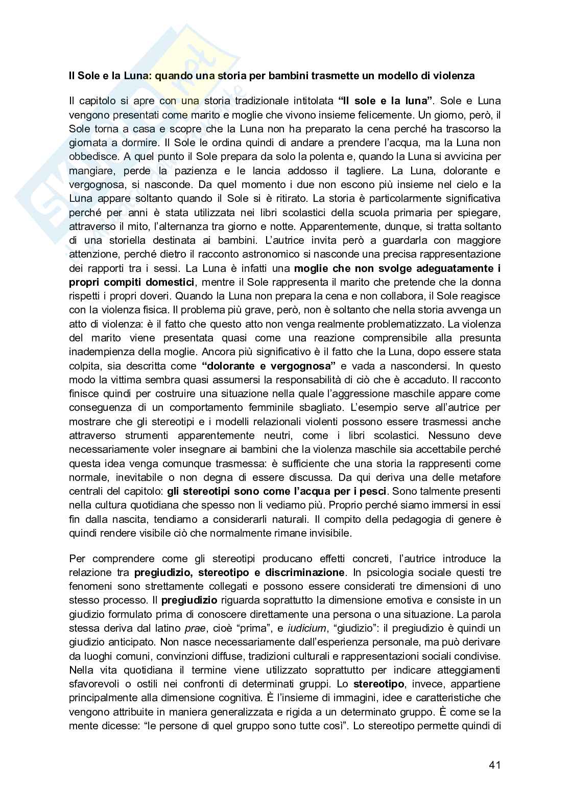 Riassunto esame Pedagogia di genere, Prof. Biemmi Irene, libro consigliato Maschiacci e femminucce, Biemmi  Pag. 41