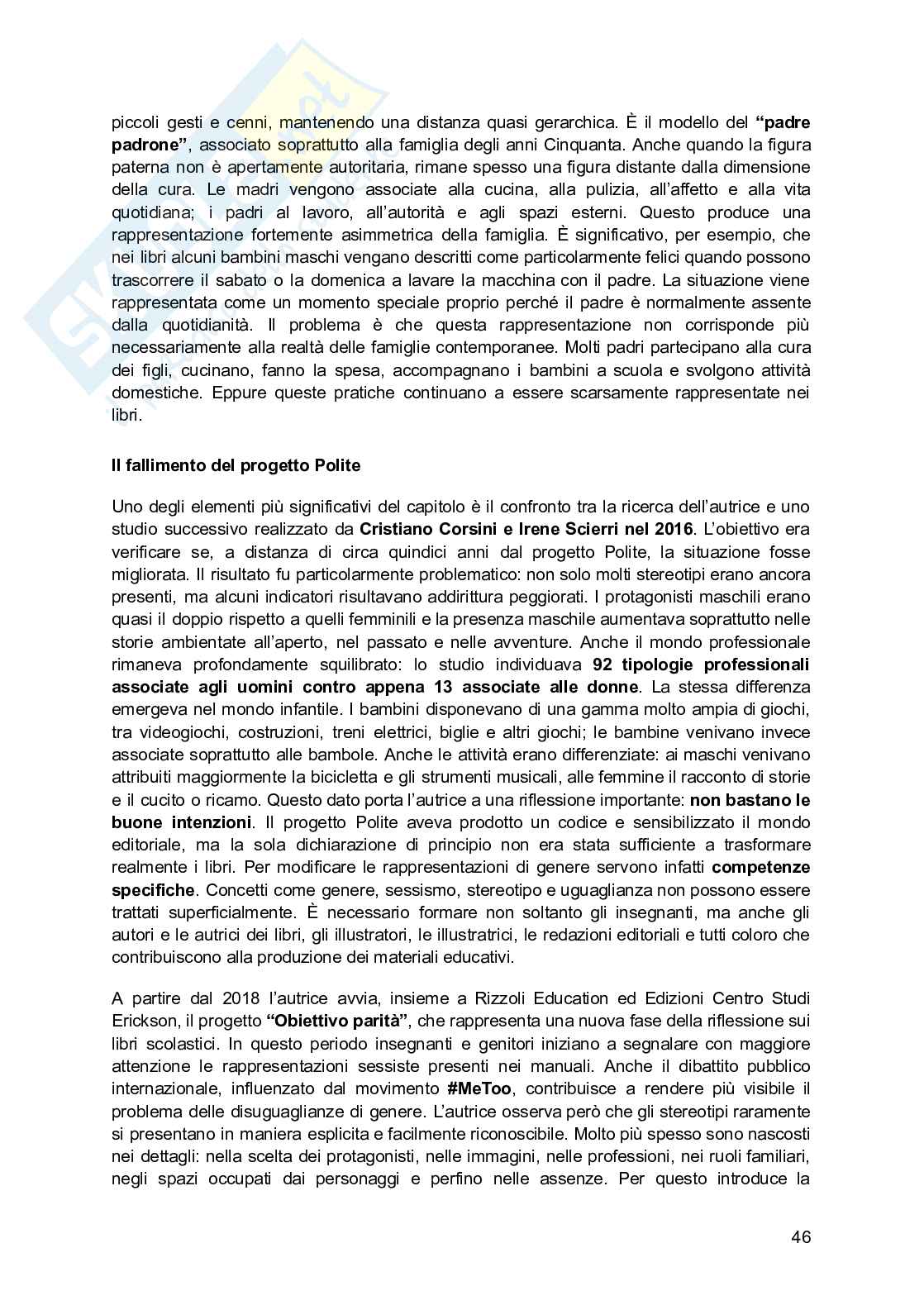 Riassunto esame Pedagogia di genere, Prof. Biemmi Irene, libro consigliato Maschiacci e femminucce, Biemmi  Pag. 46