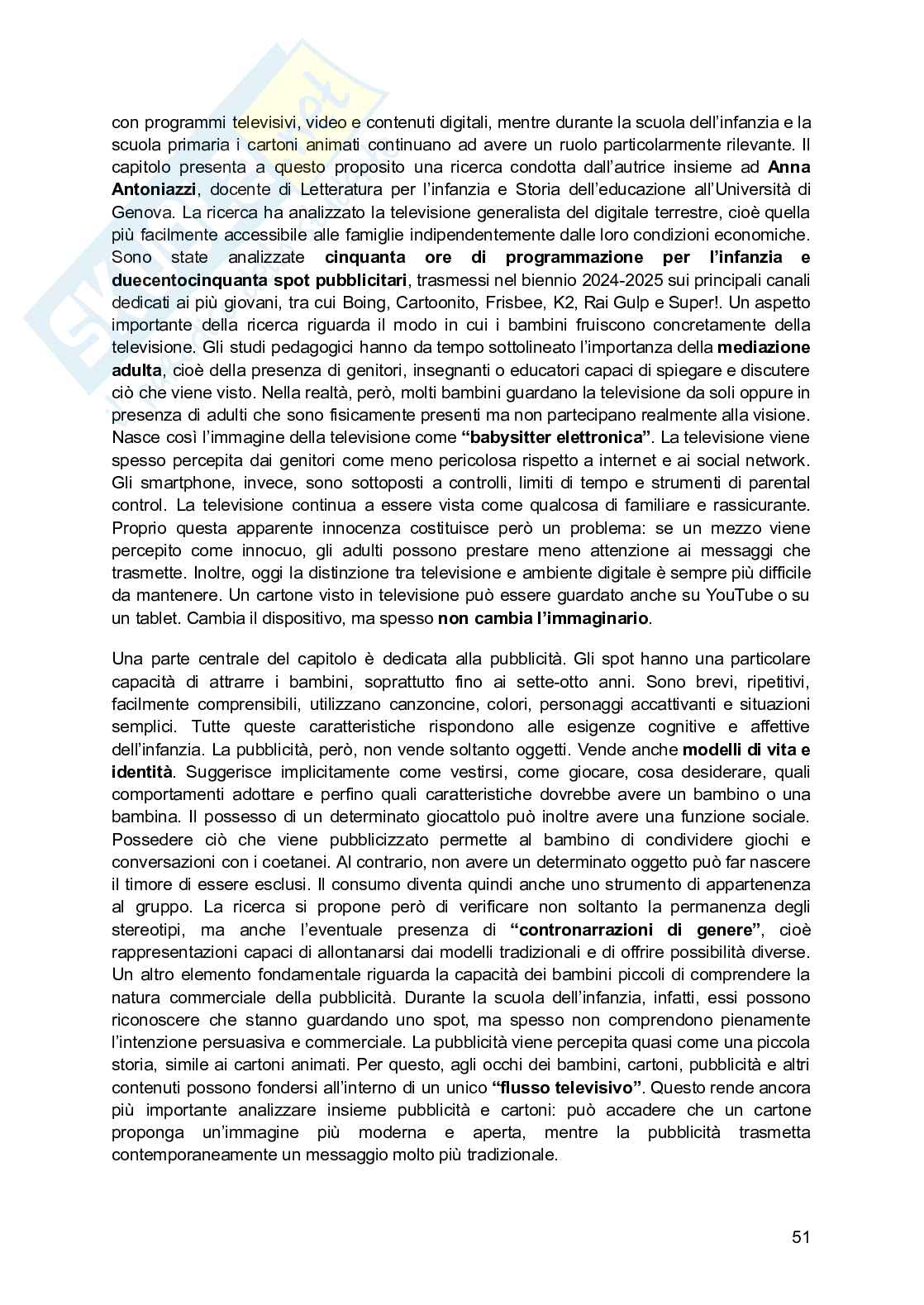 Riassunto esame Pedagogia di genere, Prof. Biemmi Irene, libro consigliato Maschiacci e femminucce, Biemmi  Pag. 51