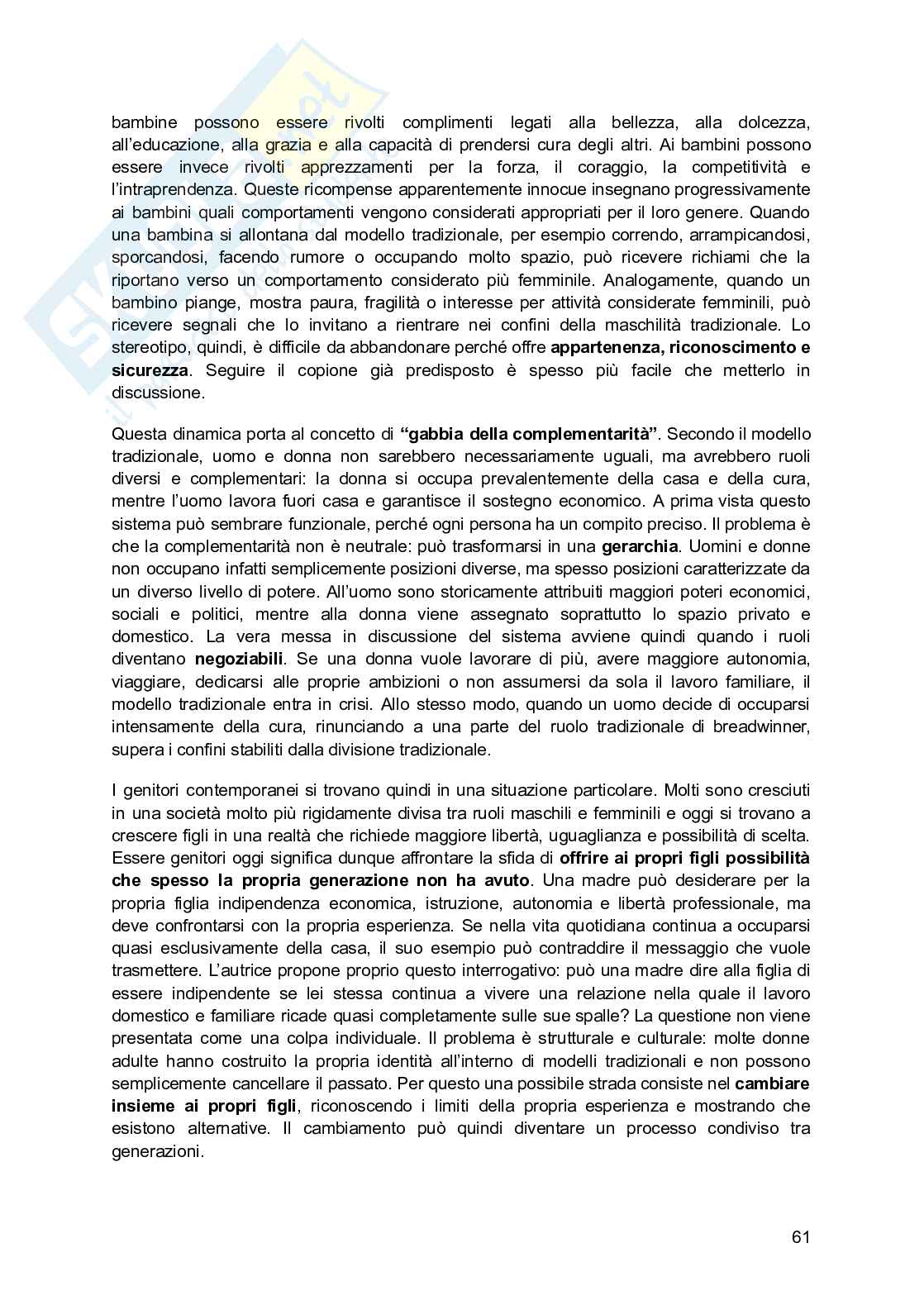 Riassunto esame Pedagogia di genere, Prof. Biemmi Irene, libro consigliato Maschiacci e femminucce, Biemmi  Pag. 61
