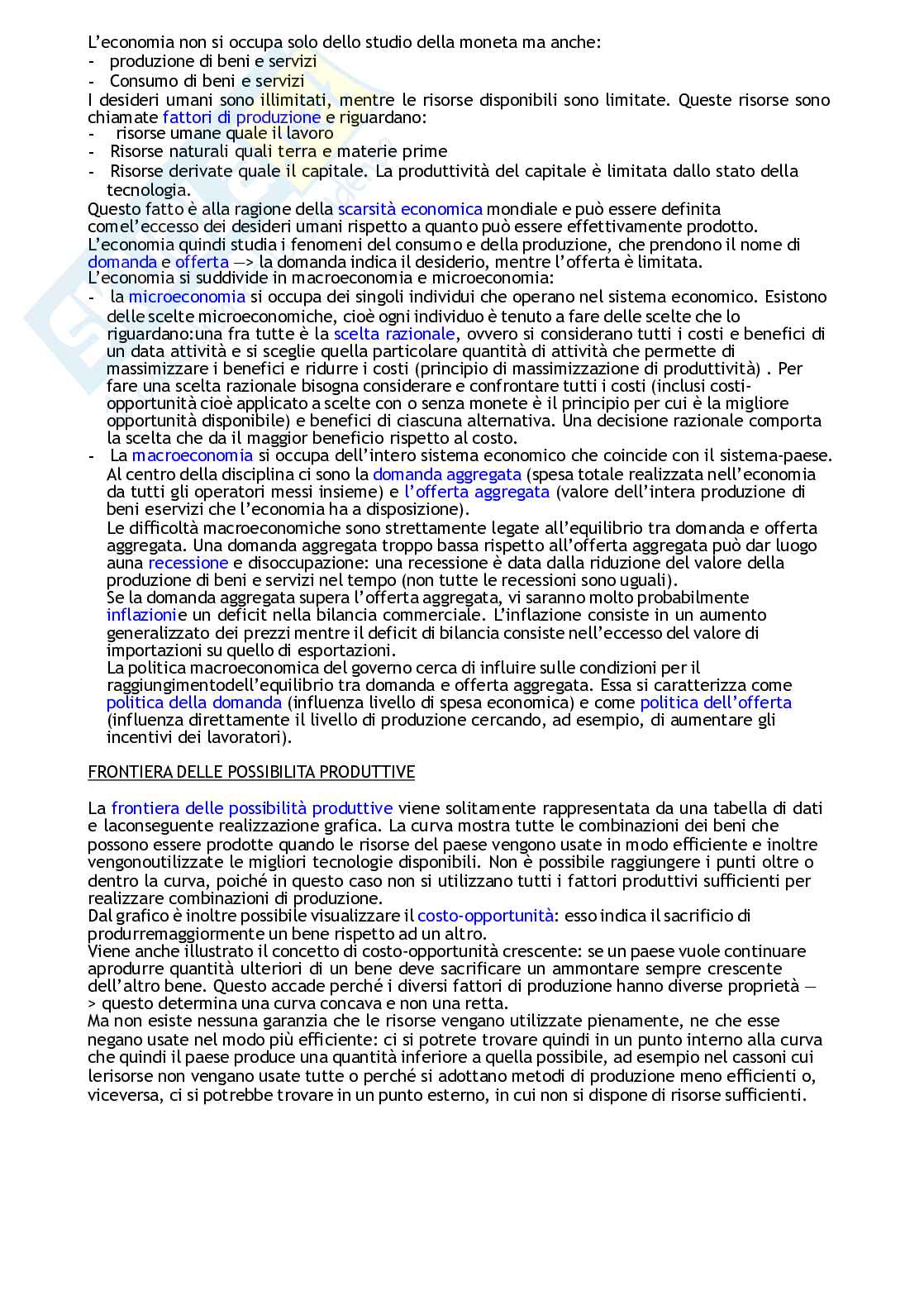 Appunti con esercizi di Economia e statistica Pag. 1
