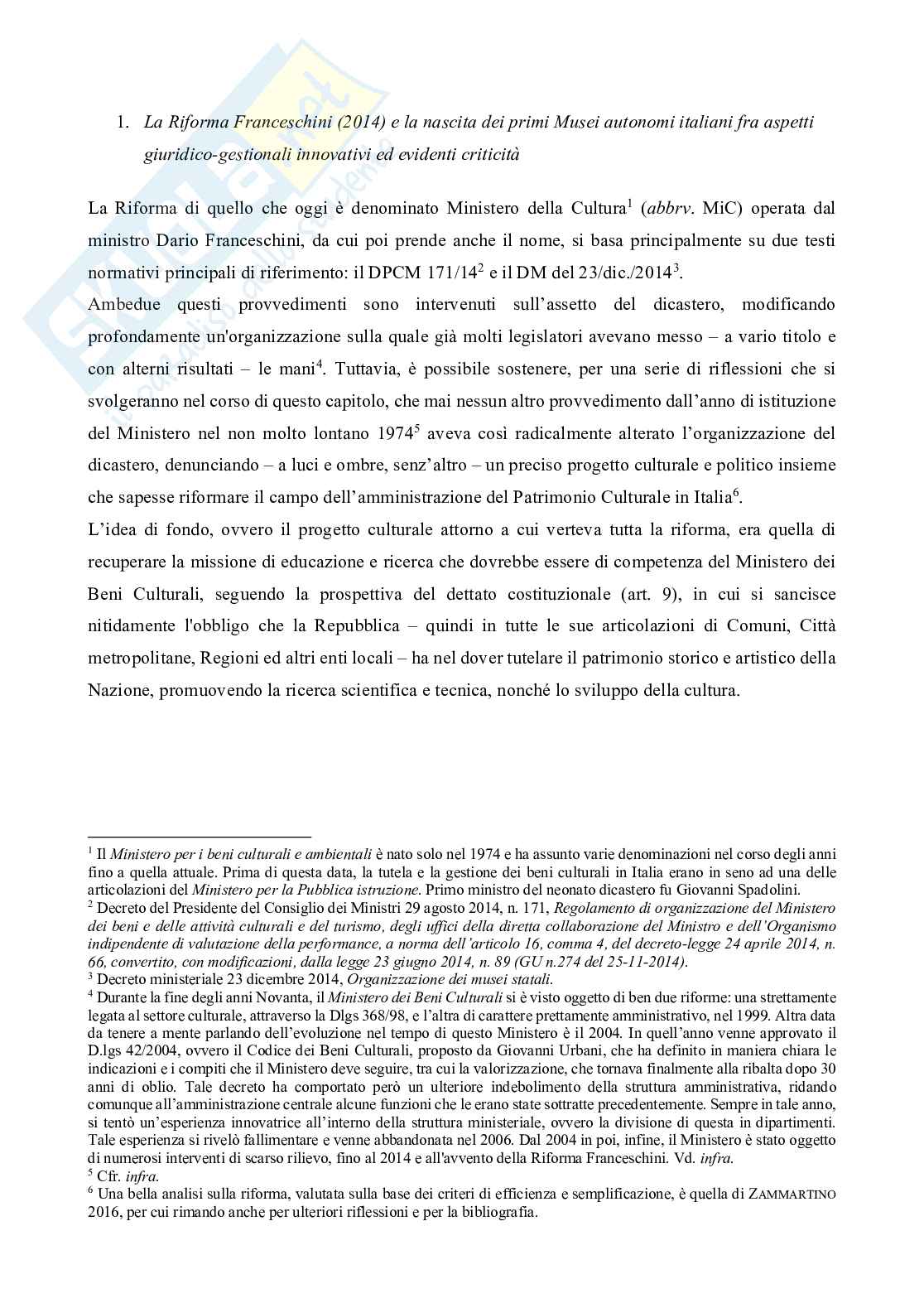 Riforma Franceschini sui musei autonomi Pag. 1