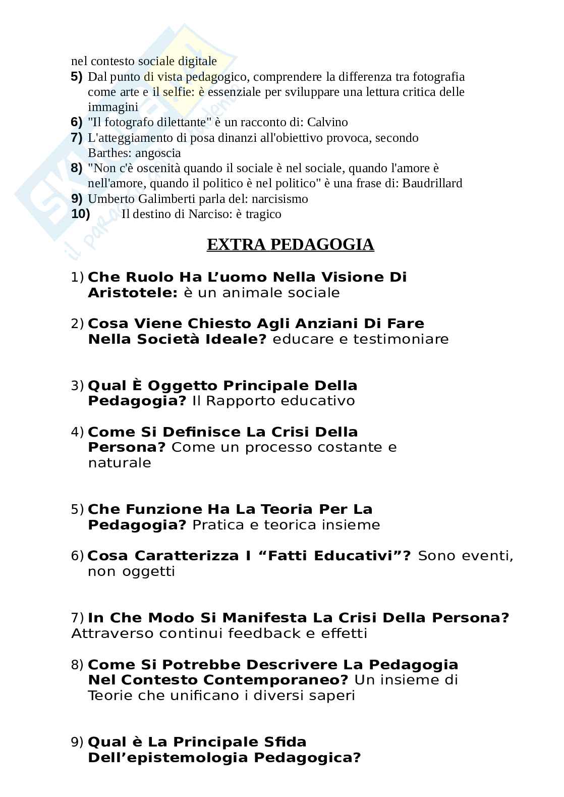 Paniere Pedagogia generale, aggiornato e completo. In ordine Pag. 11