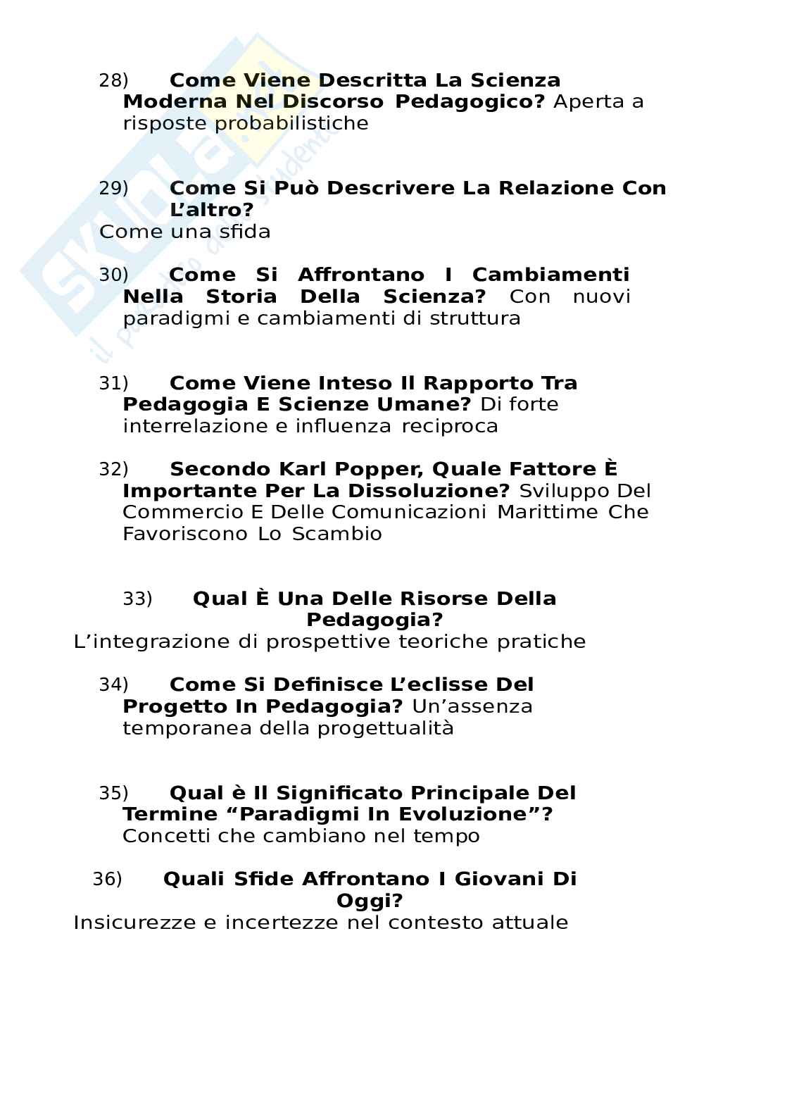 Paniere Pedagogia generale, aggiornato e completo. In ordine Pag. 16
