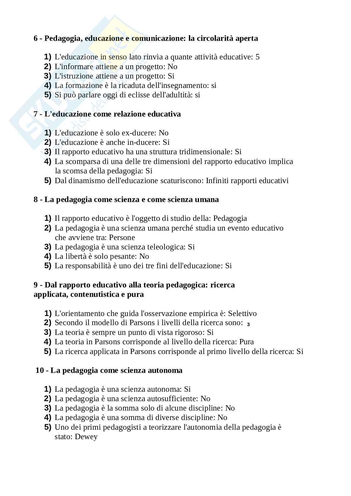 Paniere Pedagogia generale, aggiornato e completo. In ordine Pag. 2
