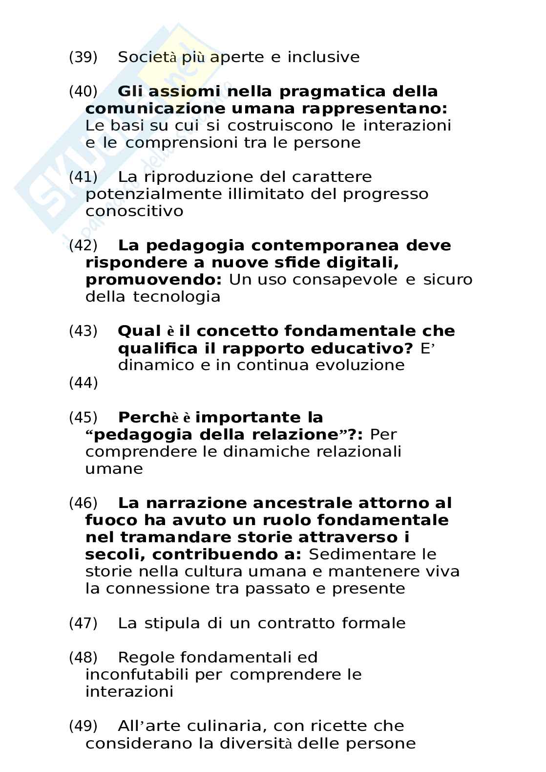 Paniere Pedagogia generale, aggiornato e completo. In ordine Pag. 26