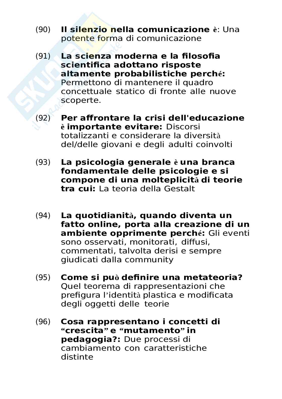 Paniere Pedagogia generale, aggiornato e completo. In ordine Pag. 36