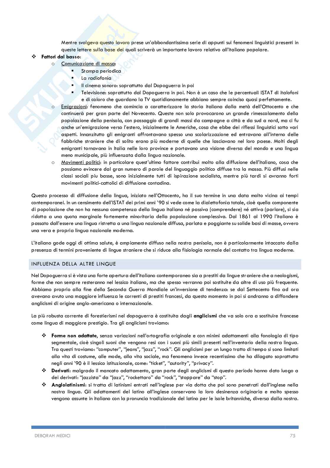 Riassunto esame Storia della lingua italiana, Prof. Brook Paloma, libro consigliato La lingua italiana. Profilo storico,, C. Marazzini Pag. 76