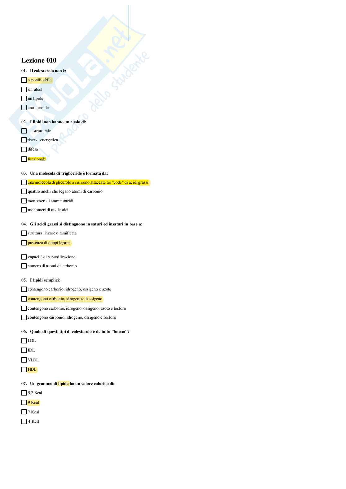 Paniere Fisiologia dei nutrienti  Pag. 31