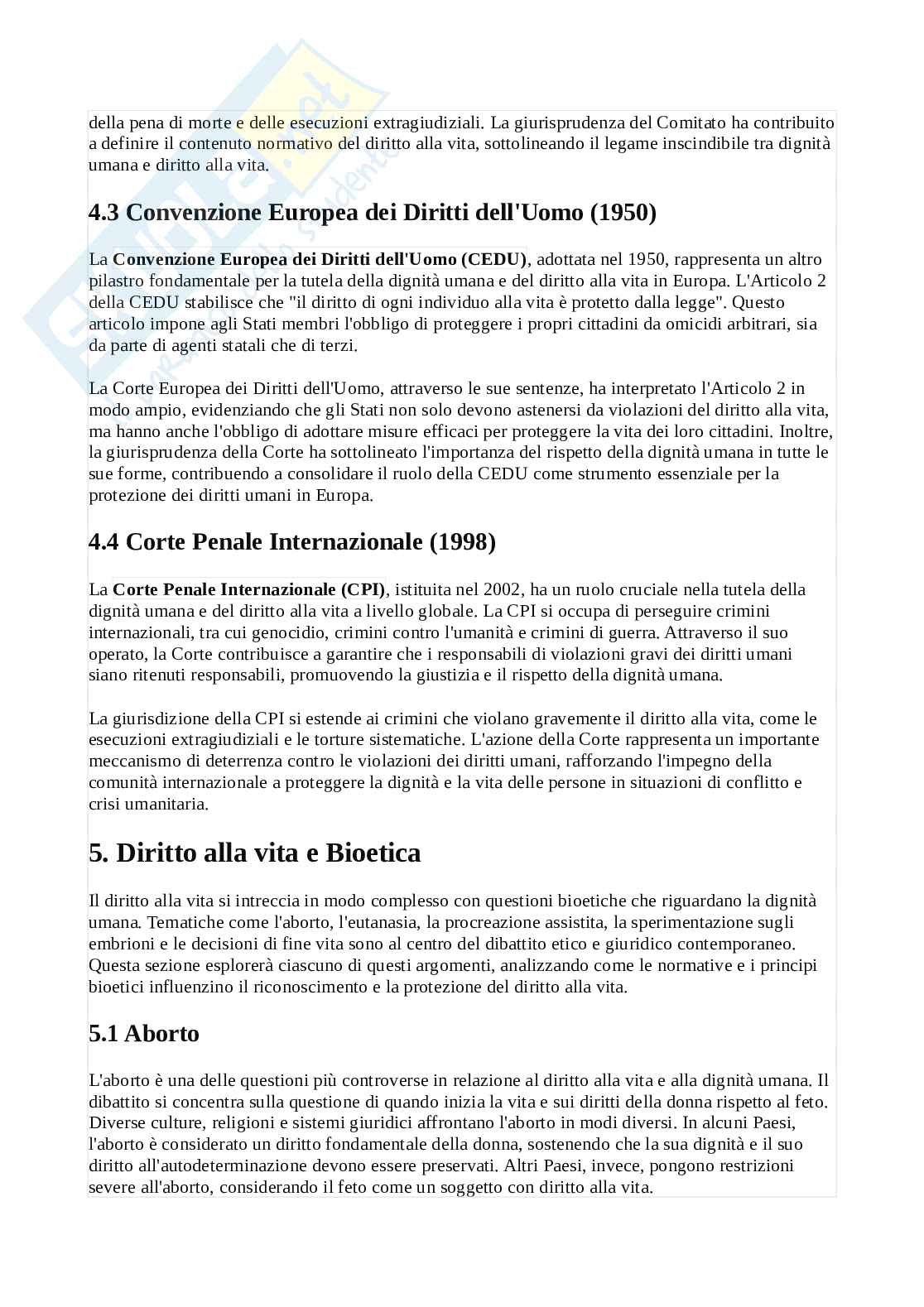 Elaborato su Il principio di dignità e il diritto alla vita: un’analisi approfondita Pag. 6