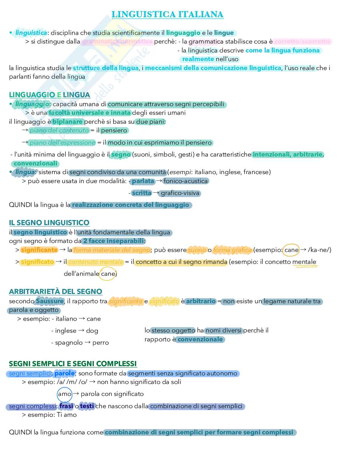 Appunti di Linguistica Italiana Pag. 1
