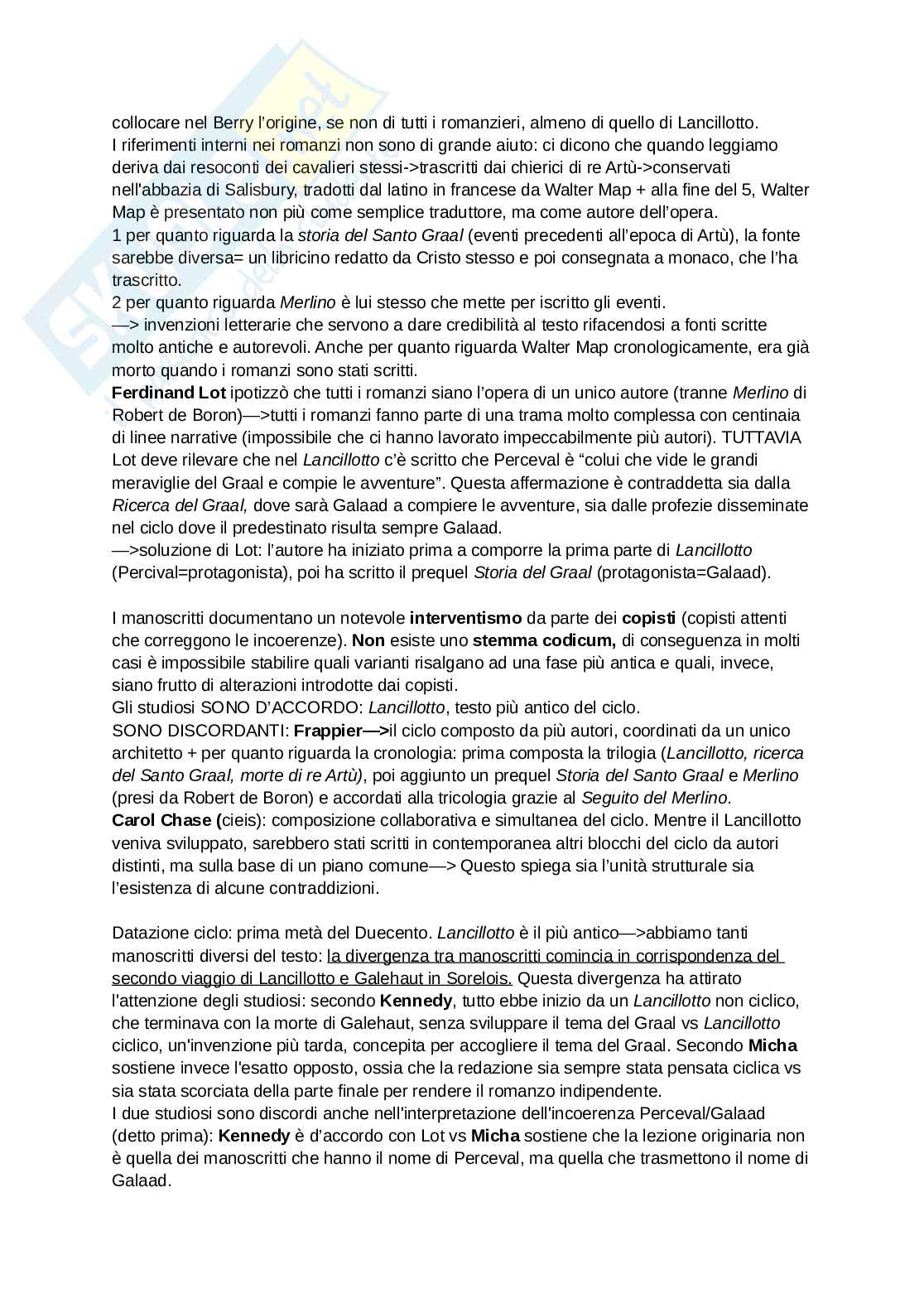 Riassunto esame Filologia romanza, Prof. Di Sabatino Luca, libro consigliato Il Graal e i cavalieri della Tavola rotonda, capitoli 1-7, Lagomarsini  Pag. 6