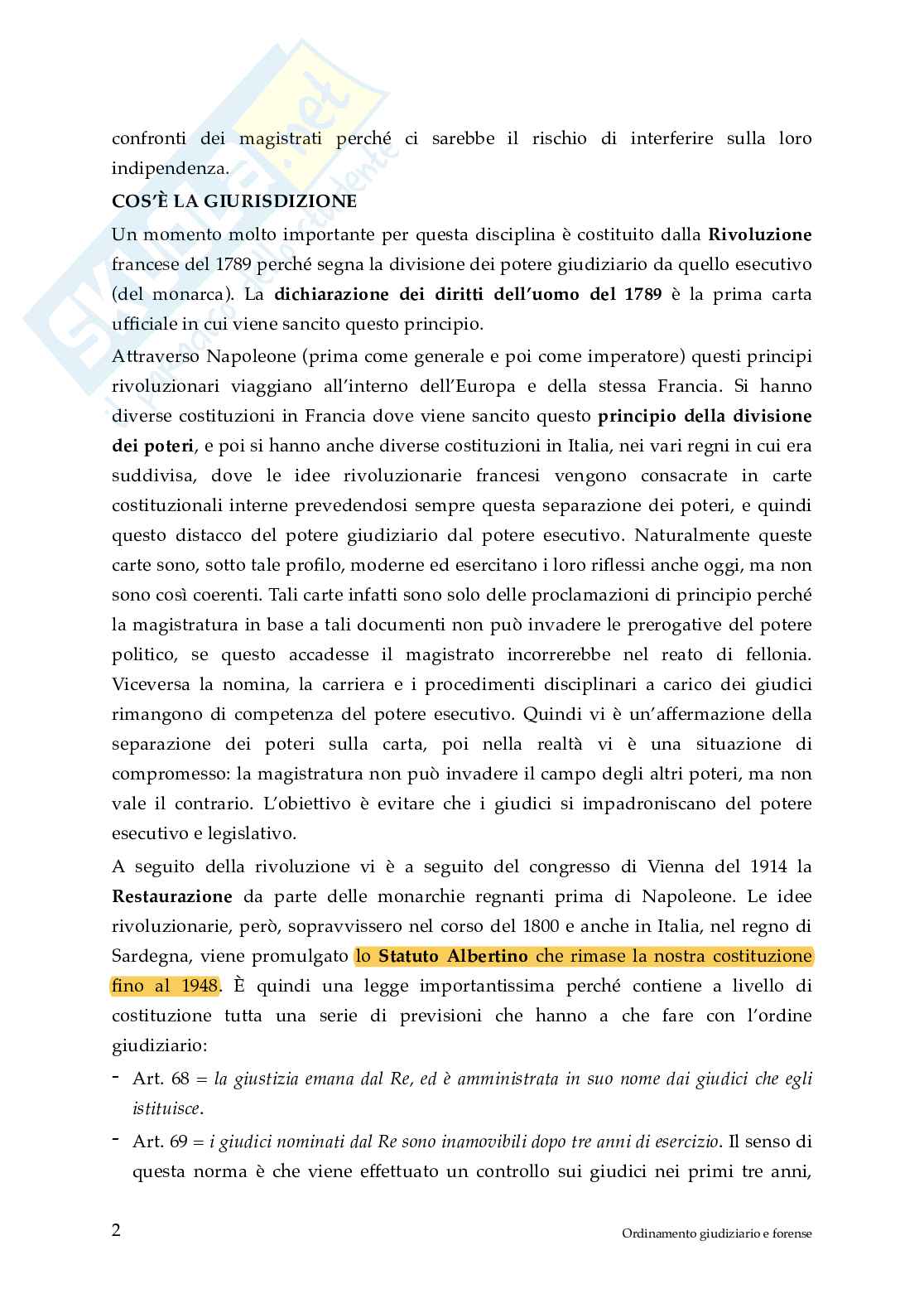 Appunti delle lezioni di Ordinamento giudiziario e forense Pag. 2