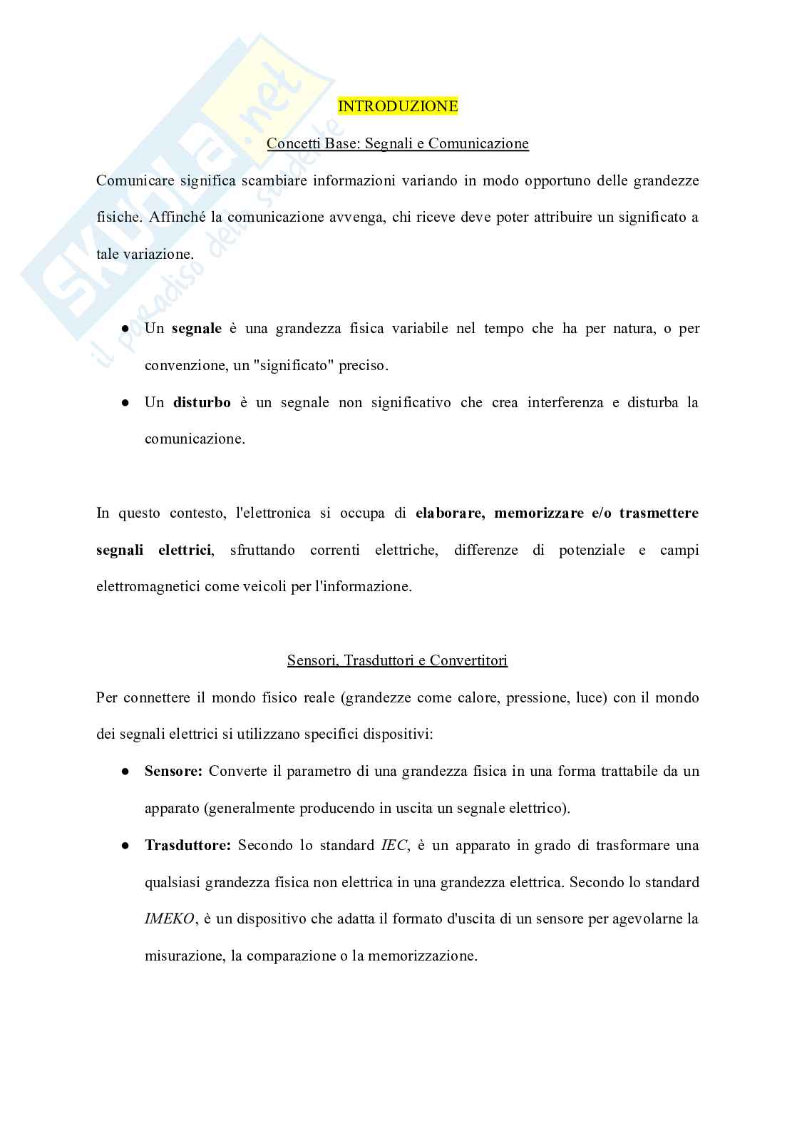 Riassunto esame Elettronica, Prof. Monsurrò Pietro, libro consigliato Circuiti per la microelettronica, Smith, Sedra Pag. 1