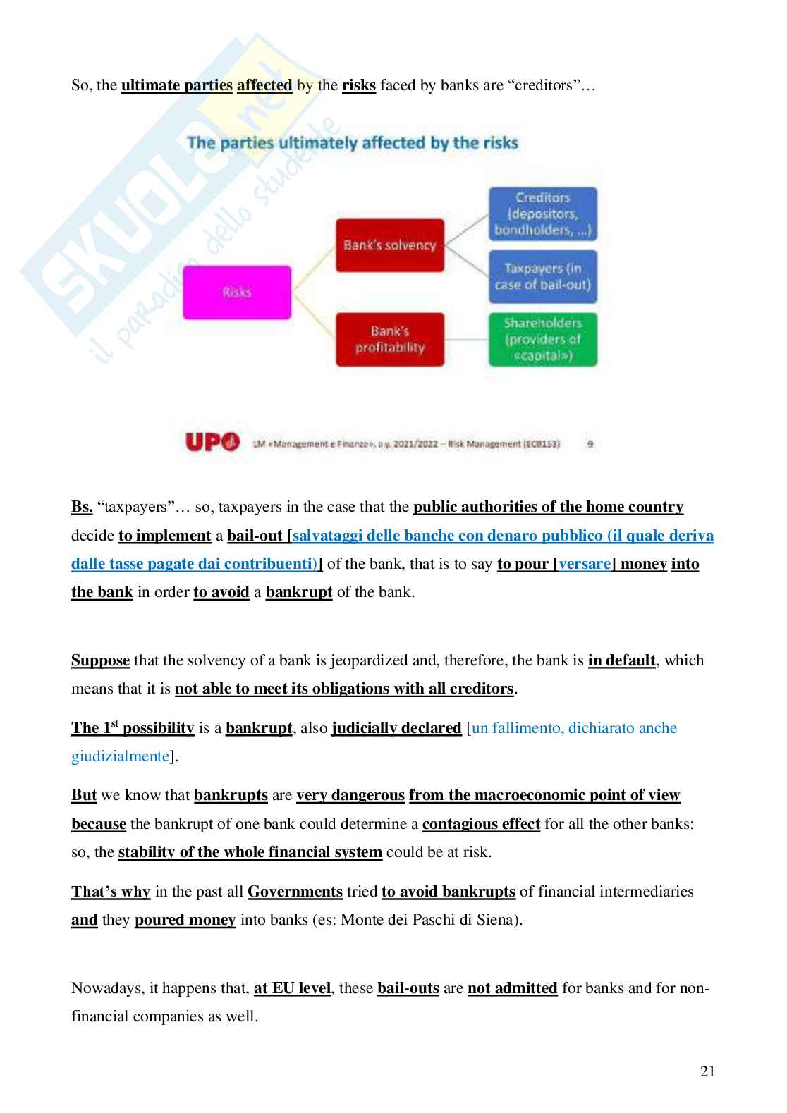 Riassunto esame Risk management, Prof. Capizzi Vincenzo, libro consigliato Risk Management, Mario Valletta Pag. 21