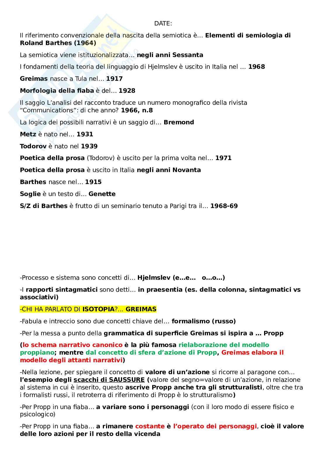 Ripasso generale esame Metodologia di analisi del testo Pag. 1