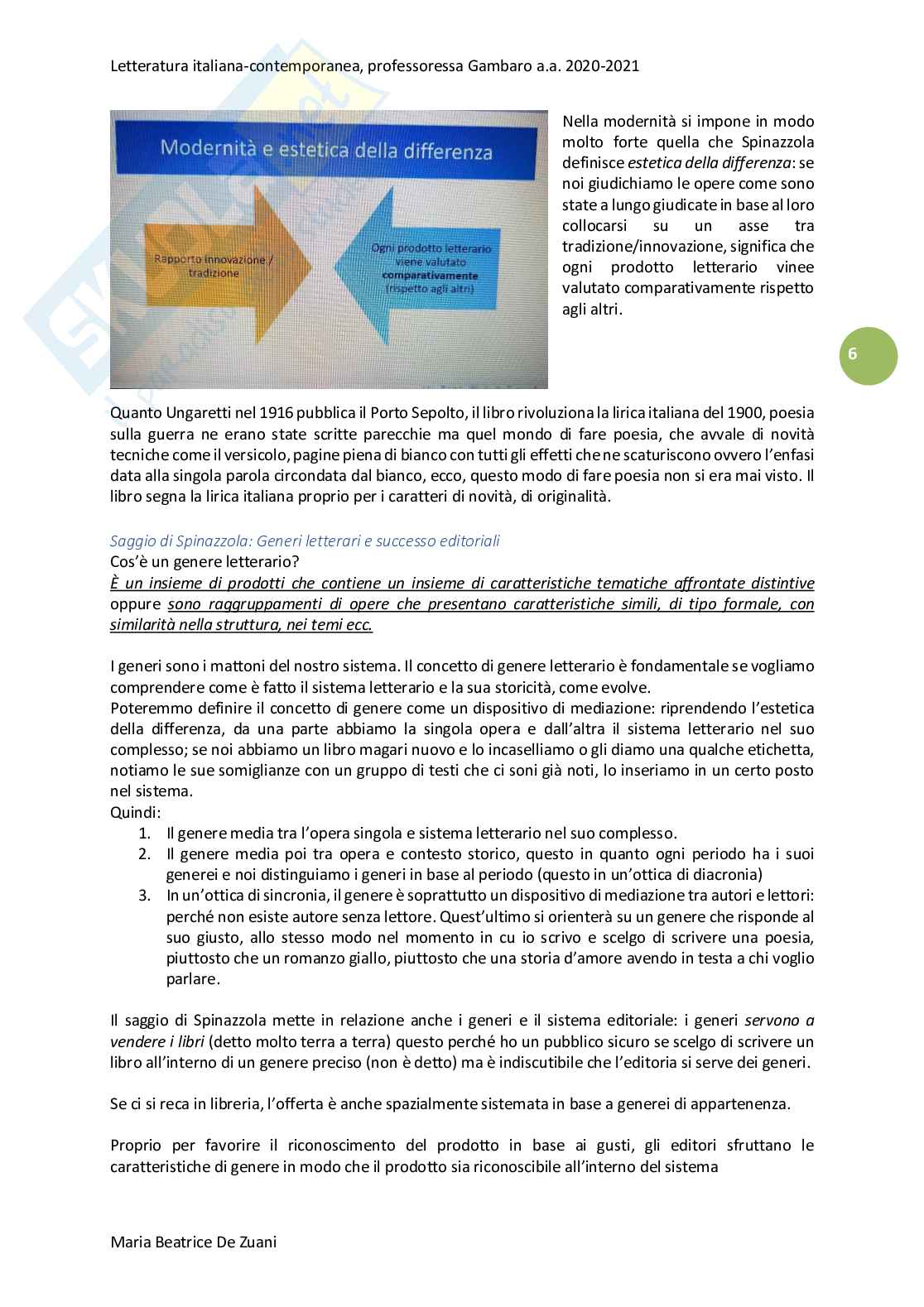 Appunti Letteratura italiana contemporanea - moduli A e B Pag. 6