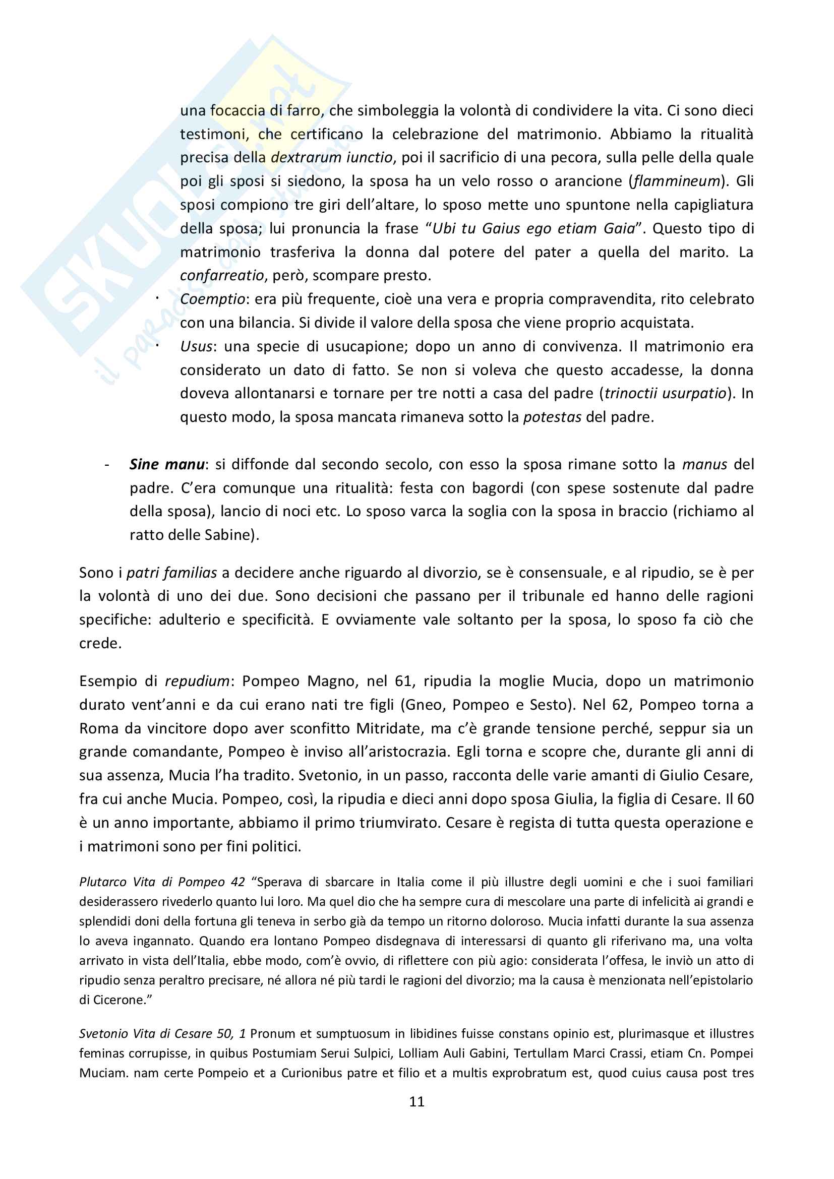 Appunti di Storia delle donne nel mondo romano (lezioni complete) Pag. 11