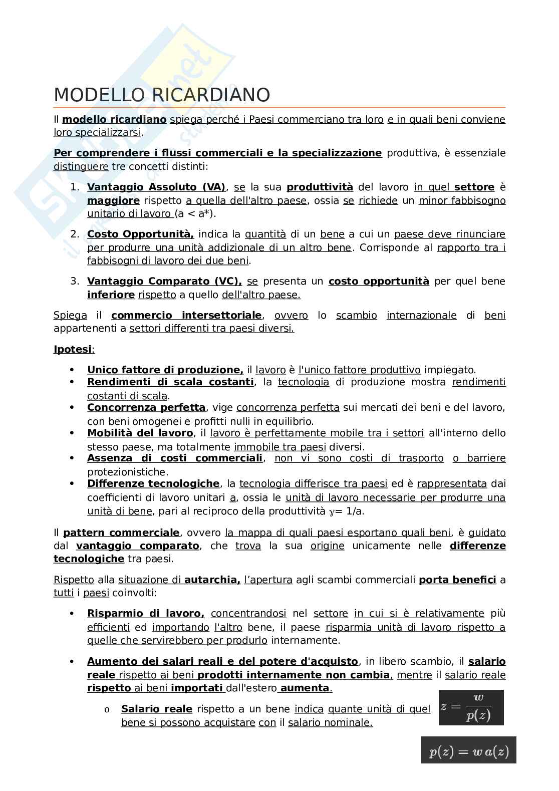 Economia internazionale Pag. 1