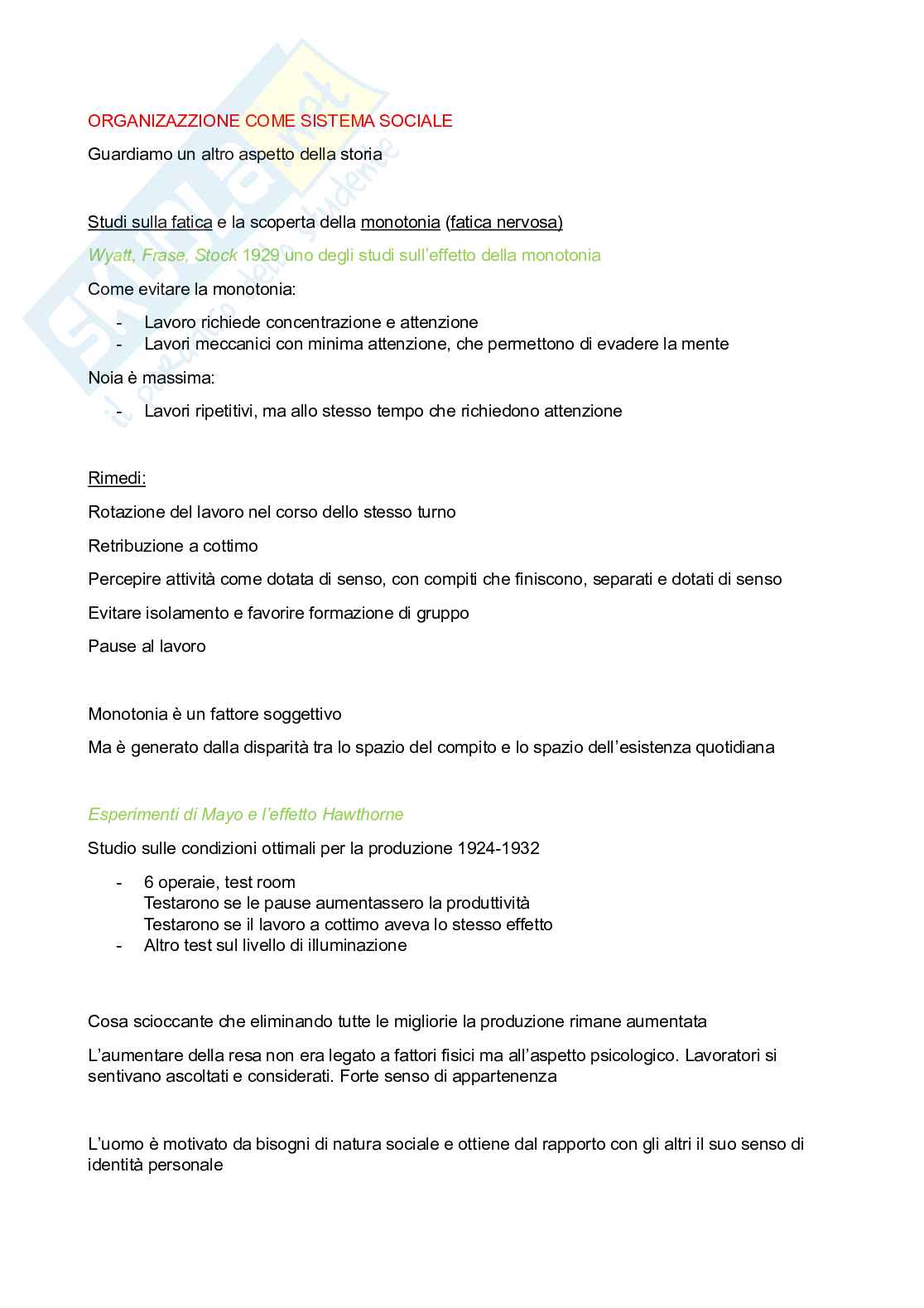 Appunti di Organizzazione e psicologia Pag. 11