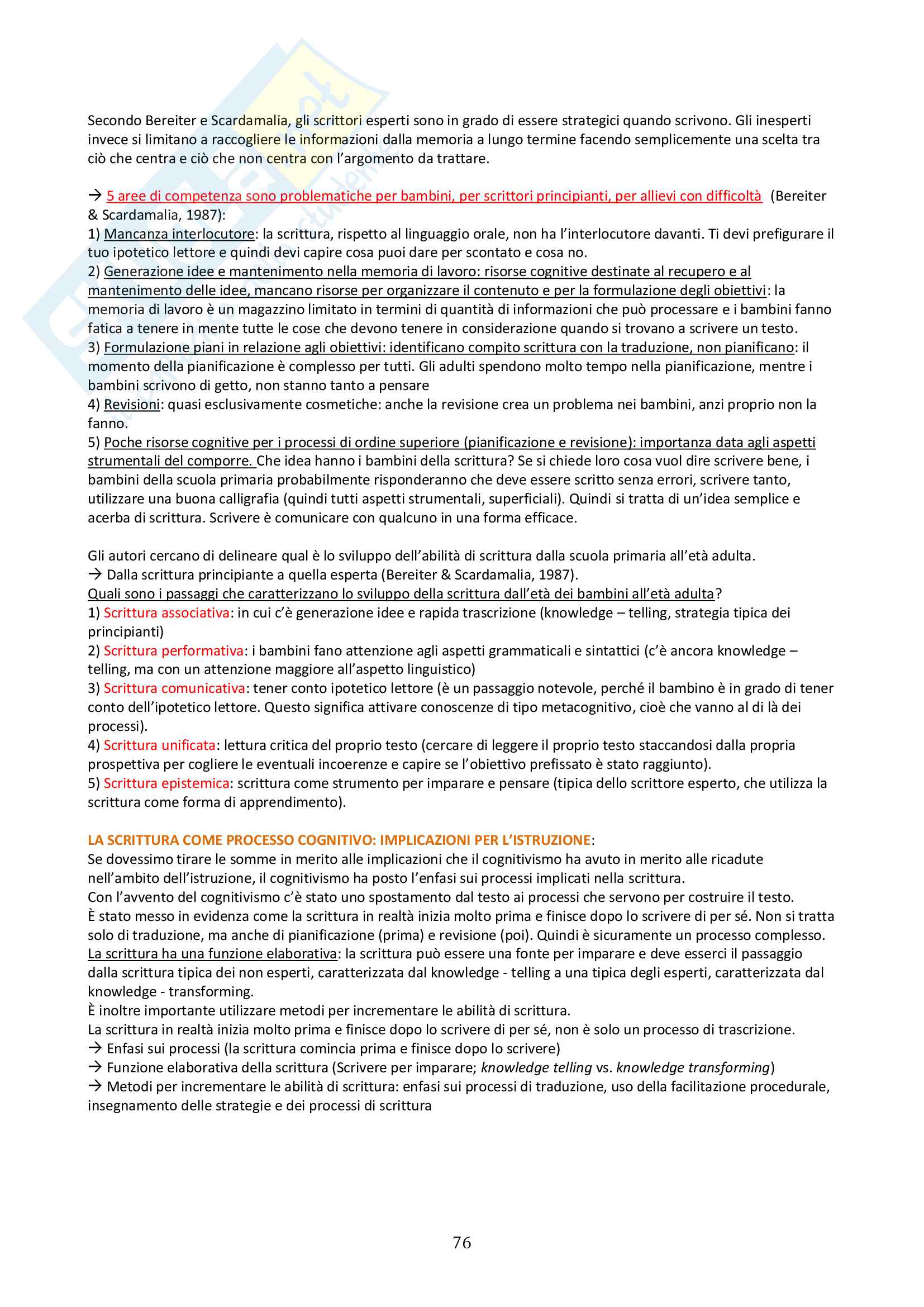 Sunto di Psicologia dello sviluppo del linguaggio orale e scritto, prof Gelati, Bulf, libri consigliati Psicologia dello sviluppo del linguaggio, D'Amico, Devescovi, Lo sviluppo linguistico,D'Odorico Pag. 76