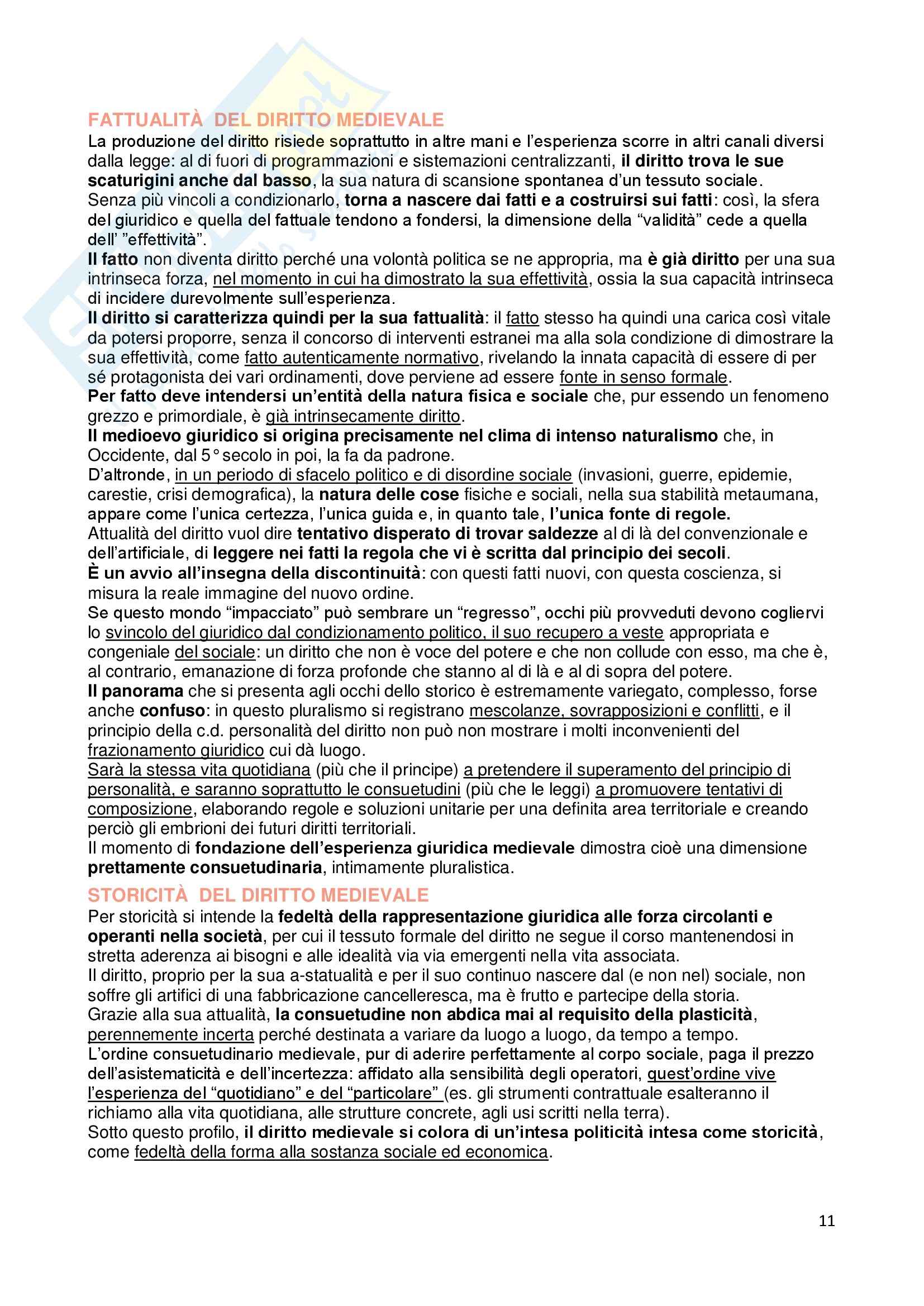 Riassunto esame Storia del Diritto Medievale e Moderno, prof. Rossi, libro consigliato Ordine Giuridico Medievale, Grossi Pag. 11