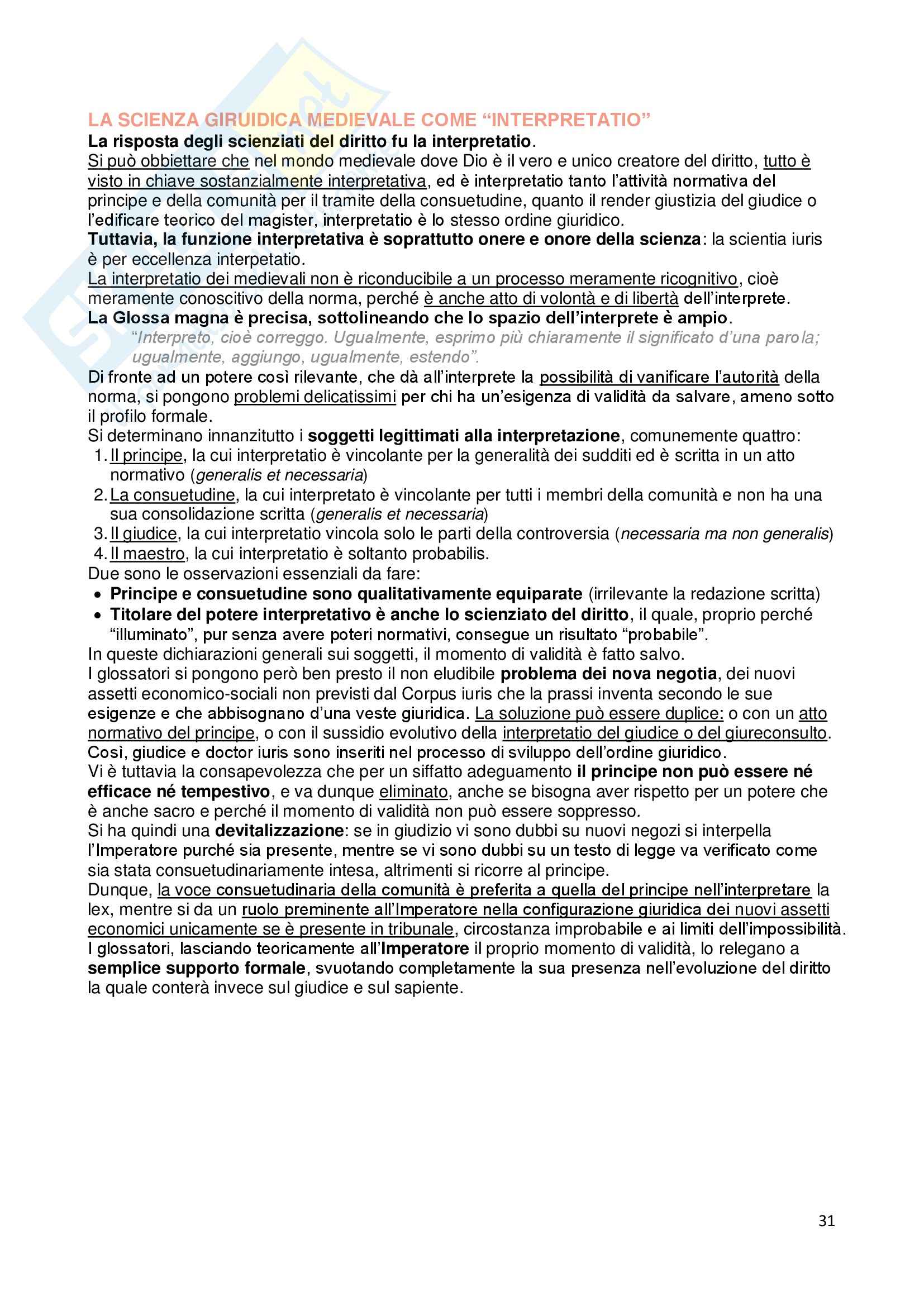 Riassunto esame Storia del Diritto Medievale e Moderno, prof. Rossi, libro consigliato Ordine Giuridico Medievale, Grossi Pag. 31