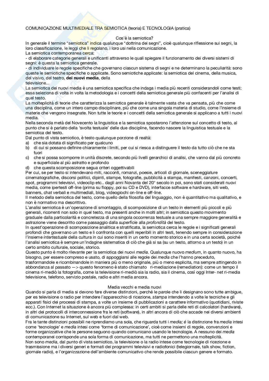 Comunicazione multimediale - Tra semiotica e tecnologia Pag. 1
