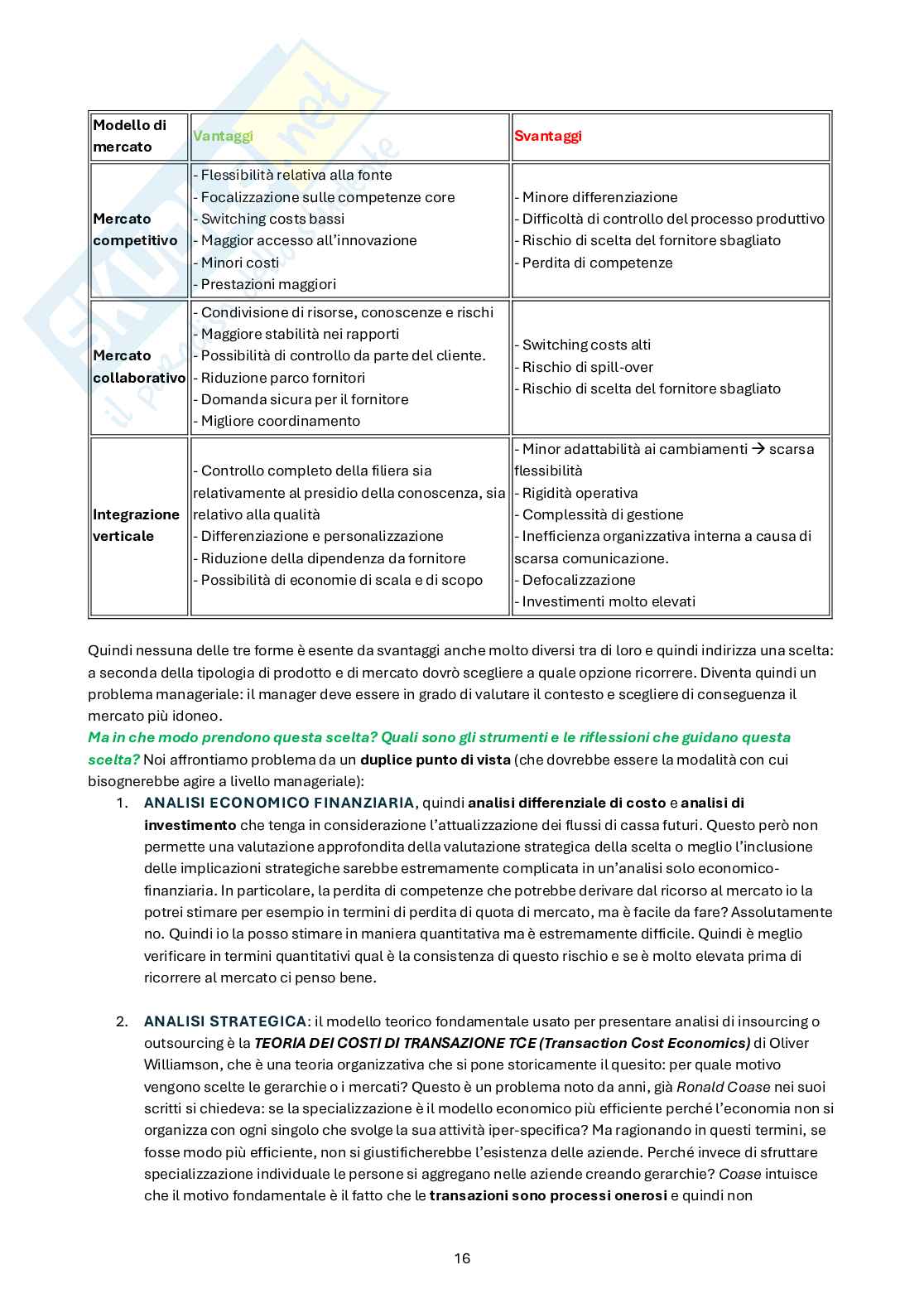 Appunti Strategia e gestione del sistema del valore m Pag. 16