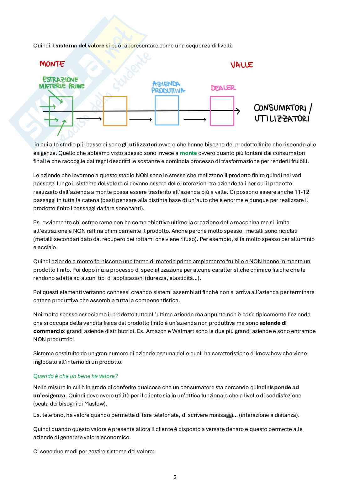 Appunti Strategia e gestione del sistema del valore m Pag. 2