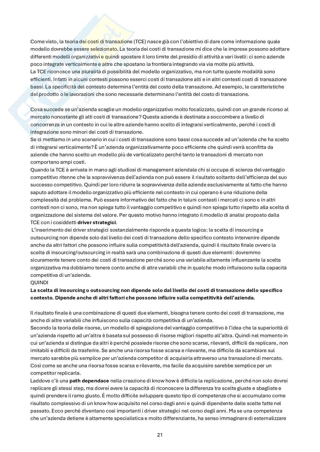 Appunti Strategia e gestione del sistema del valore m Pag. 21