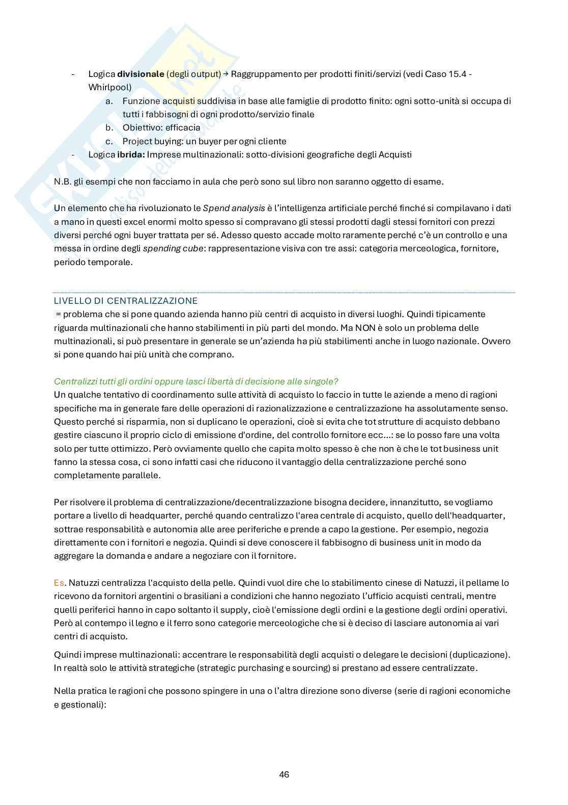 Appunti Strategia e gestione del sistema del valore m Pag. 46