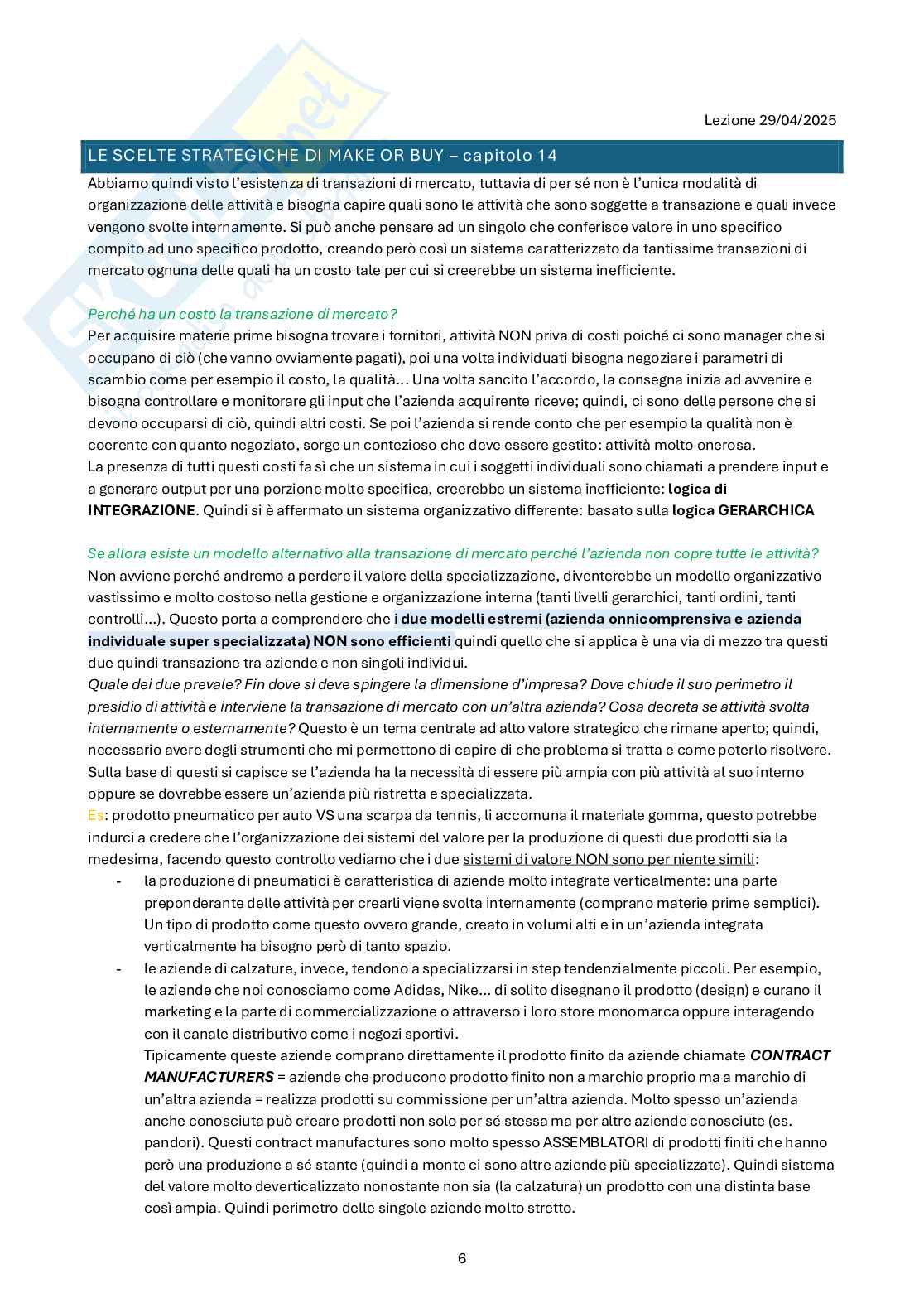 Appunti Strategia e gestione del sistema del valore m Pag. 6