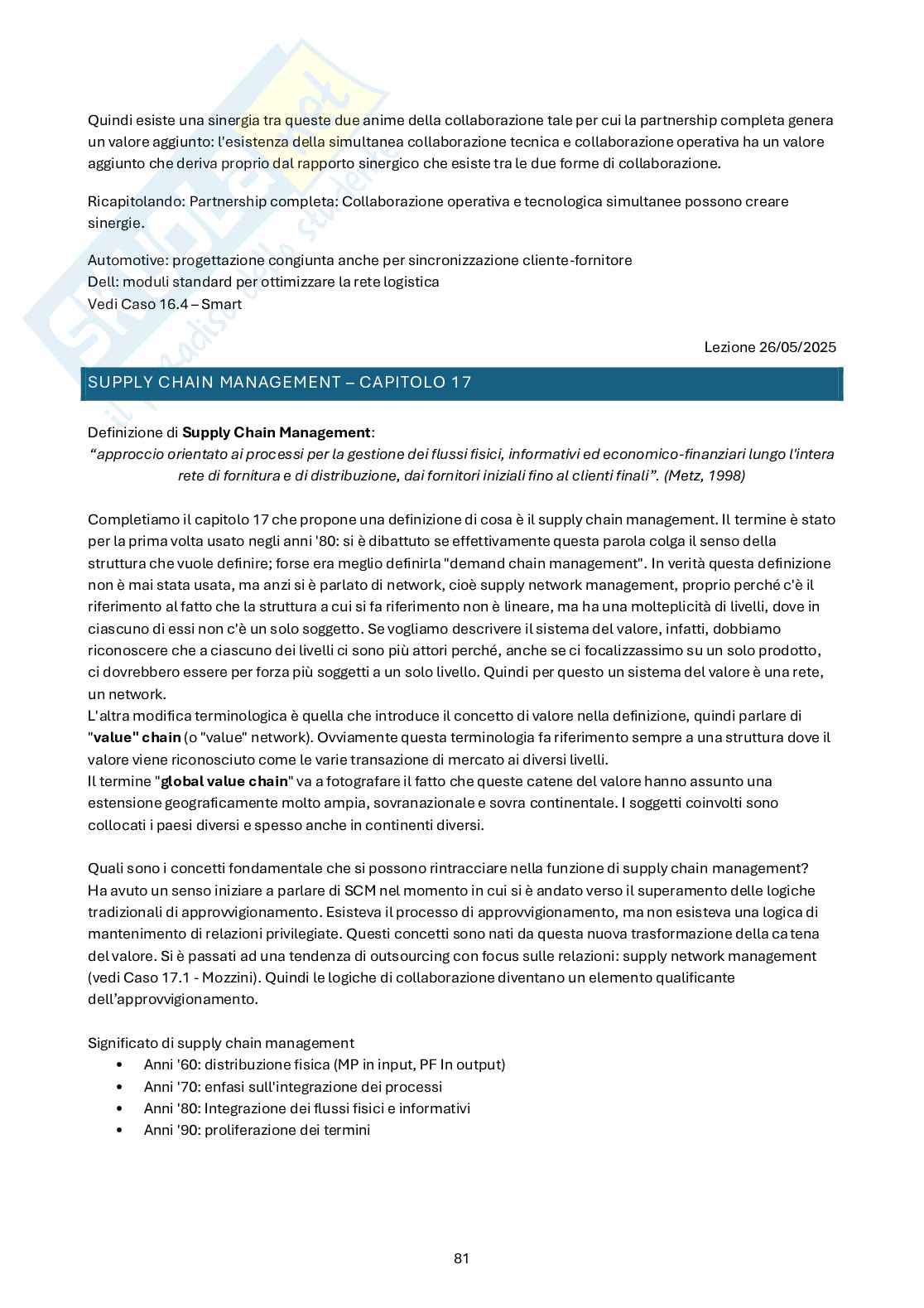 Appunti Strategia e gestione del sistema del valore m Pag. 81