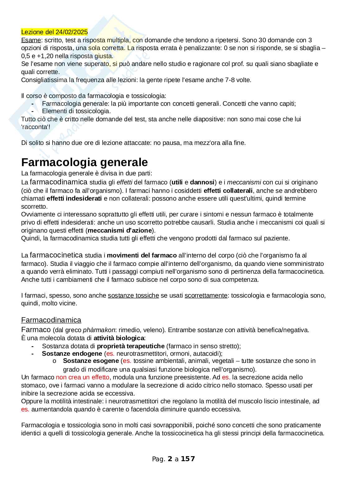 Elementi di Tossicologia e Farmacologia Pag. 2