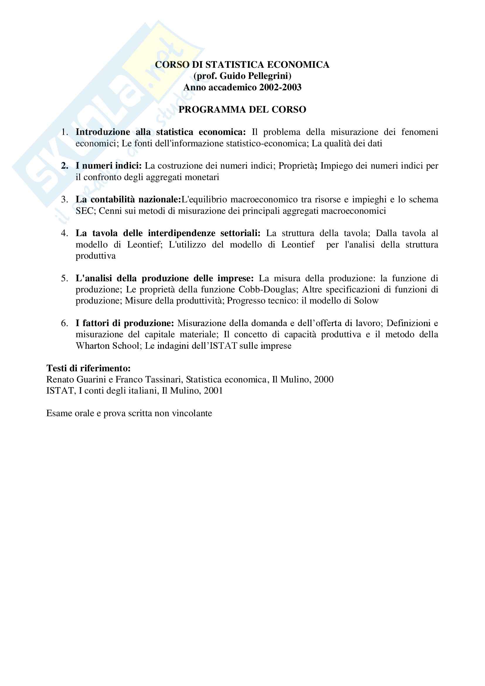 Statistica economica Pag. 1